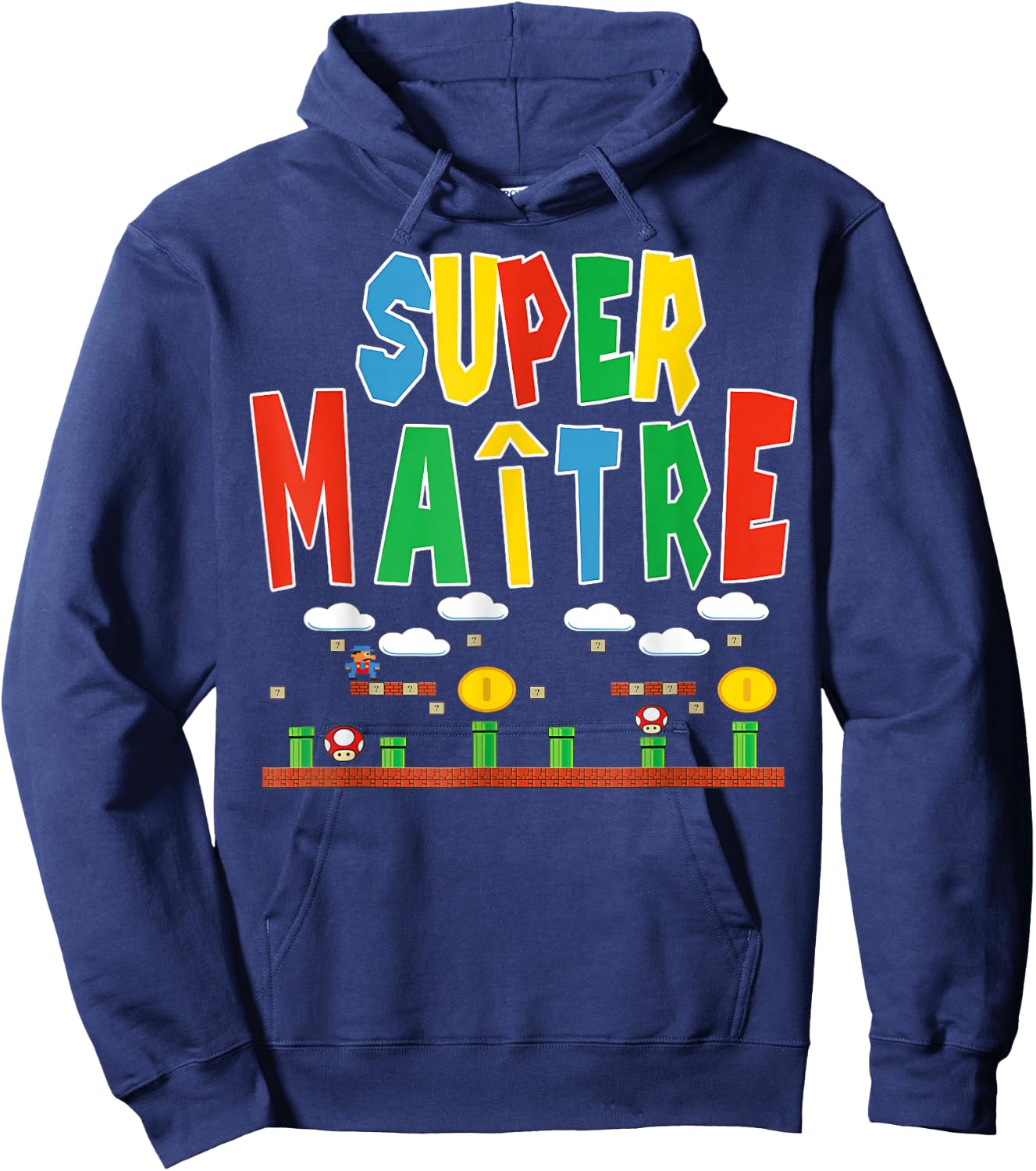 Merci Master Gift Teacher Humour Super Master , Black, S Hoodie - Hoodie | Navy