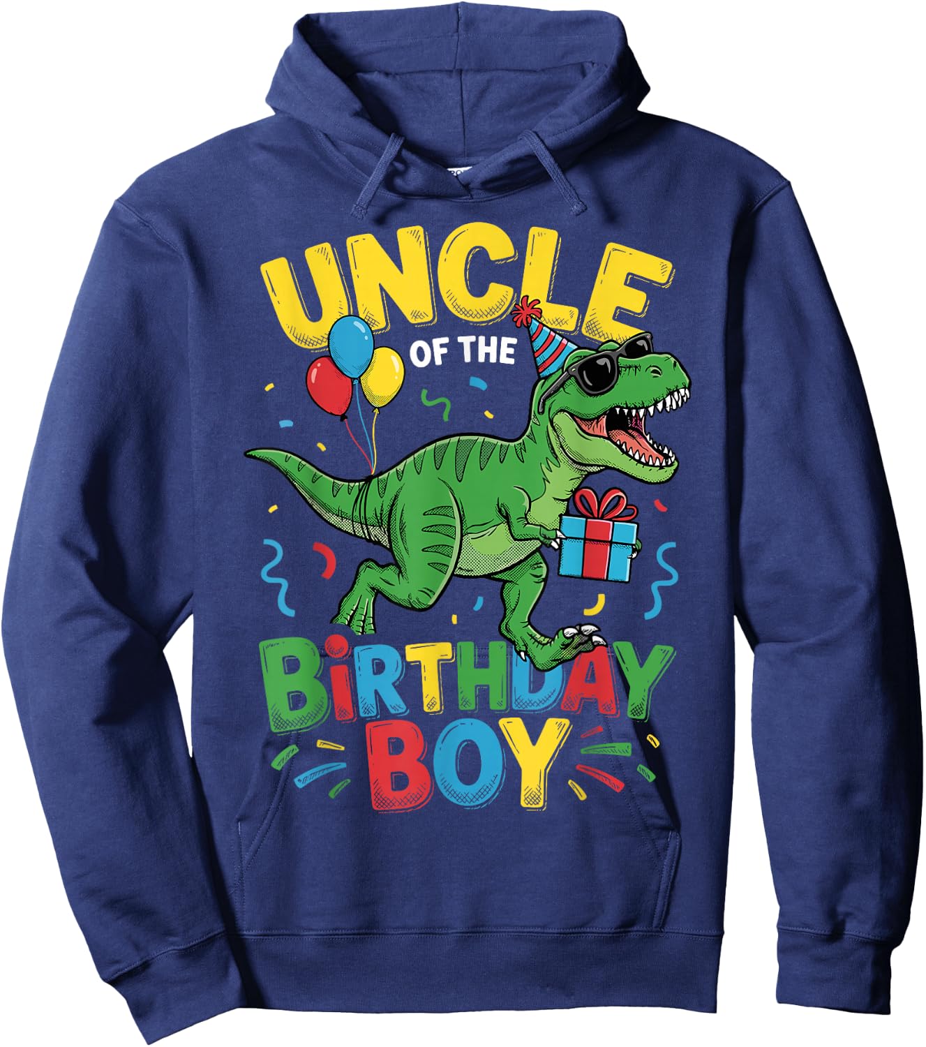Uncle of The Birthday Party Outfit Dinosaur Squad Uncle Hoodie - Hoodie | Navy