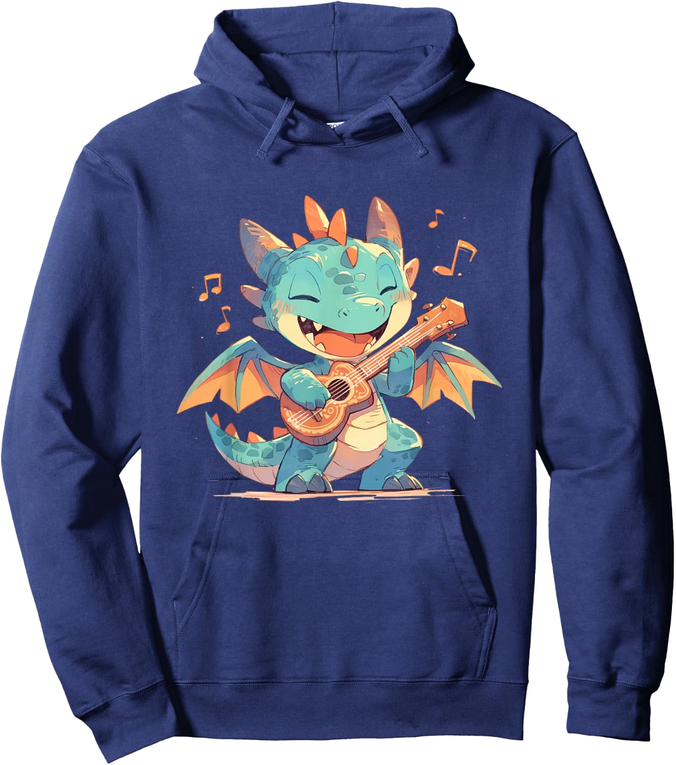 Dragon Playing Ukulele - Dragon Kawaii Hoodie - Hoodie | Navy