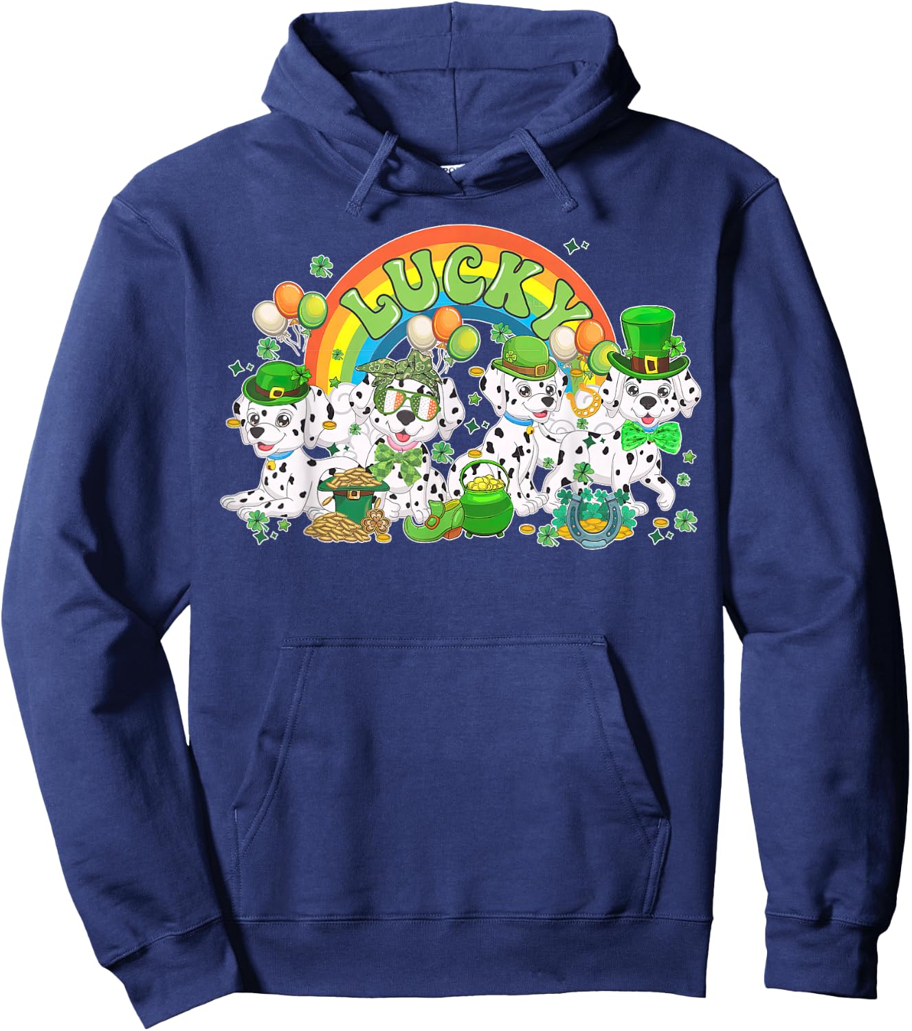 Lucky Dalmatian St Patricks Day Irish Dalmatian Dog Mom Hoodie - Hoodie | Navy