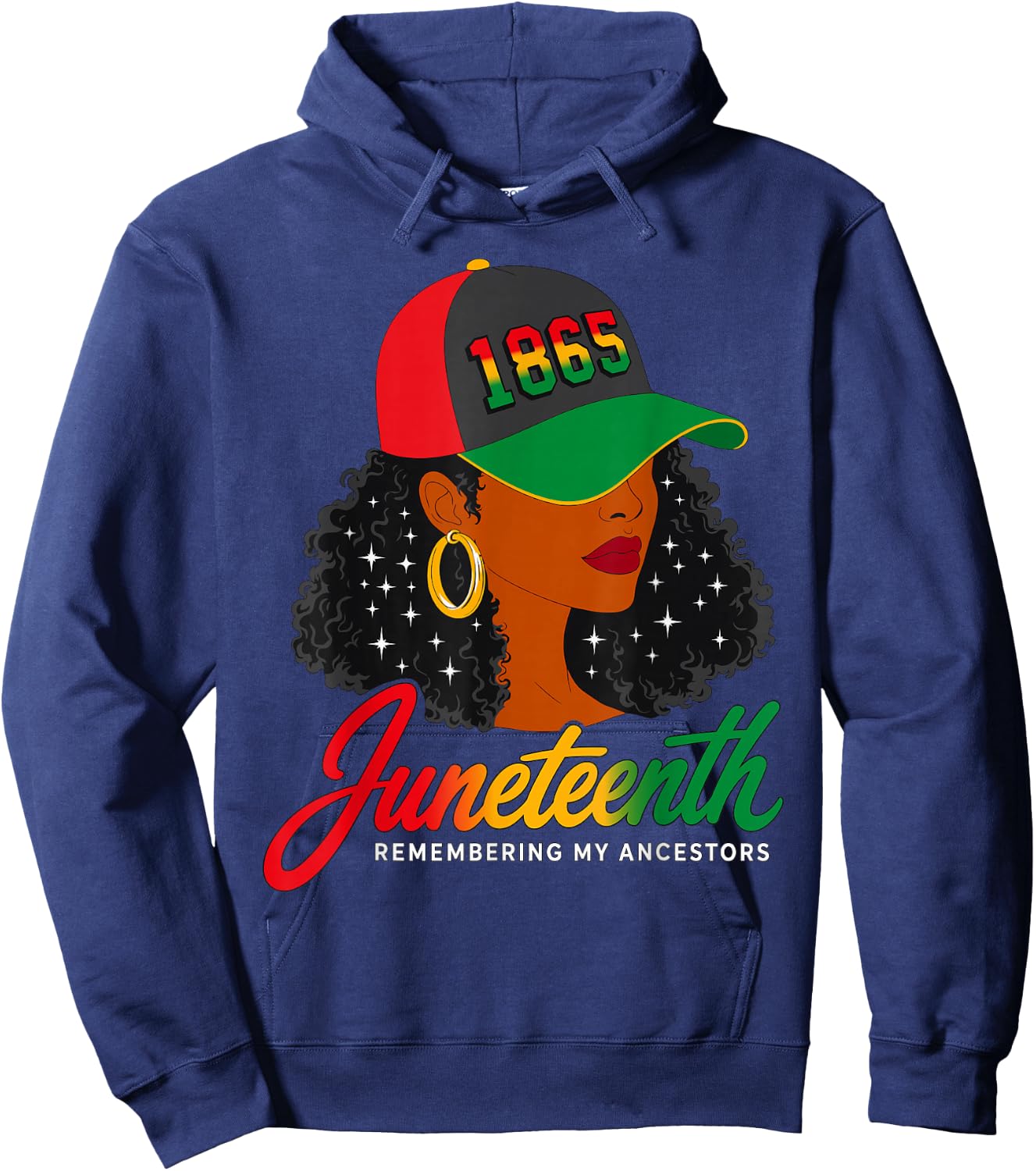 Juneteenth Remembering My Ancestors 1865 Black Woman Queen Hoodie - Hoodie | Navy