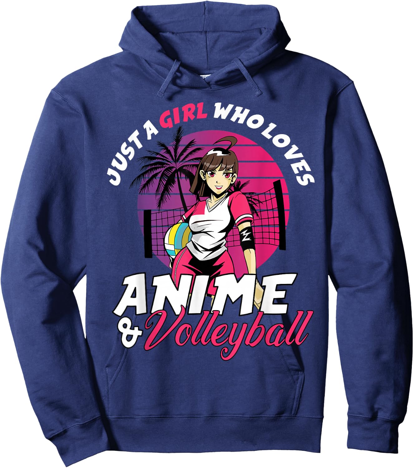 Just A Girl Who Loves Anime and Volleyball Anime Girls Gift Hoodie - Hoodie | Navy
