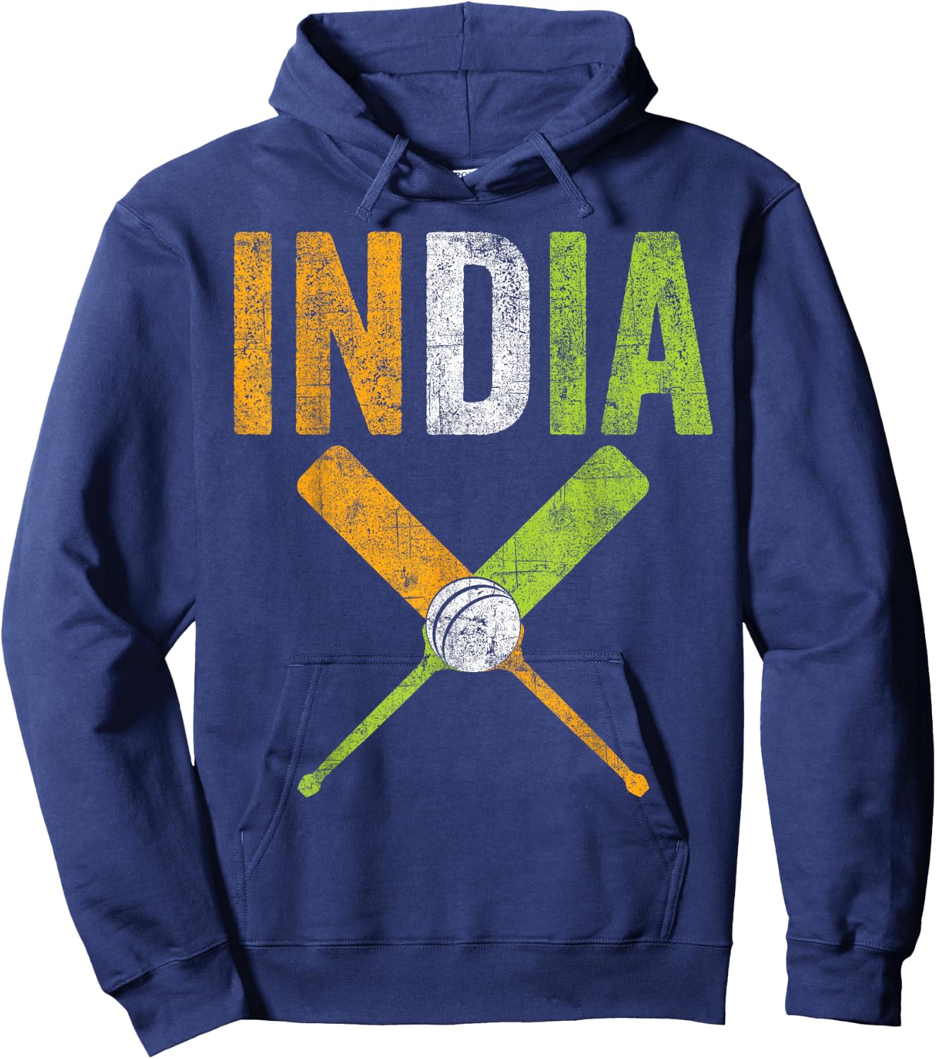 Vintage Indian flag of India Cricket player, fan, cricketer Hoodie - Hoodie | Navy