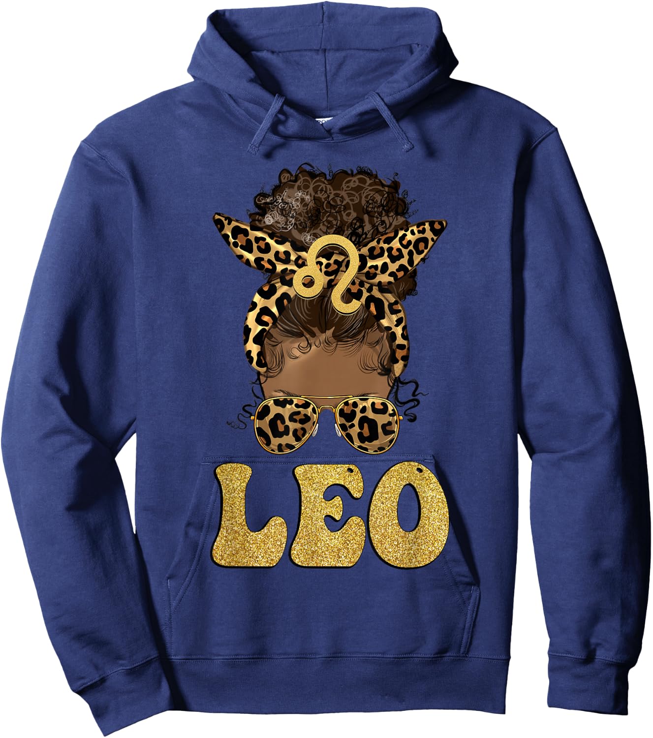 Leo Girl Afro Messy Bun African American women Hoodie - Hoodie | Navy