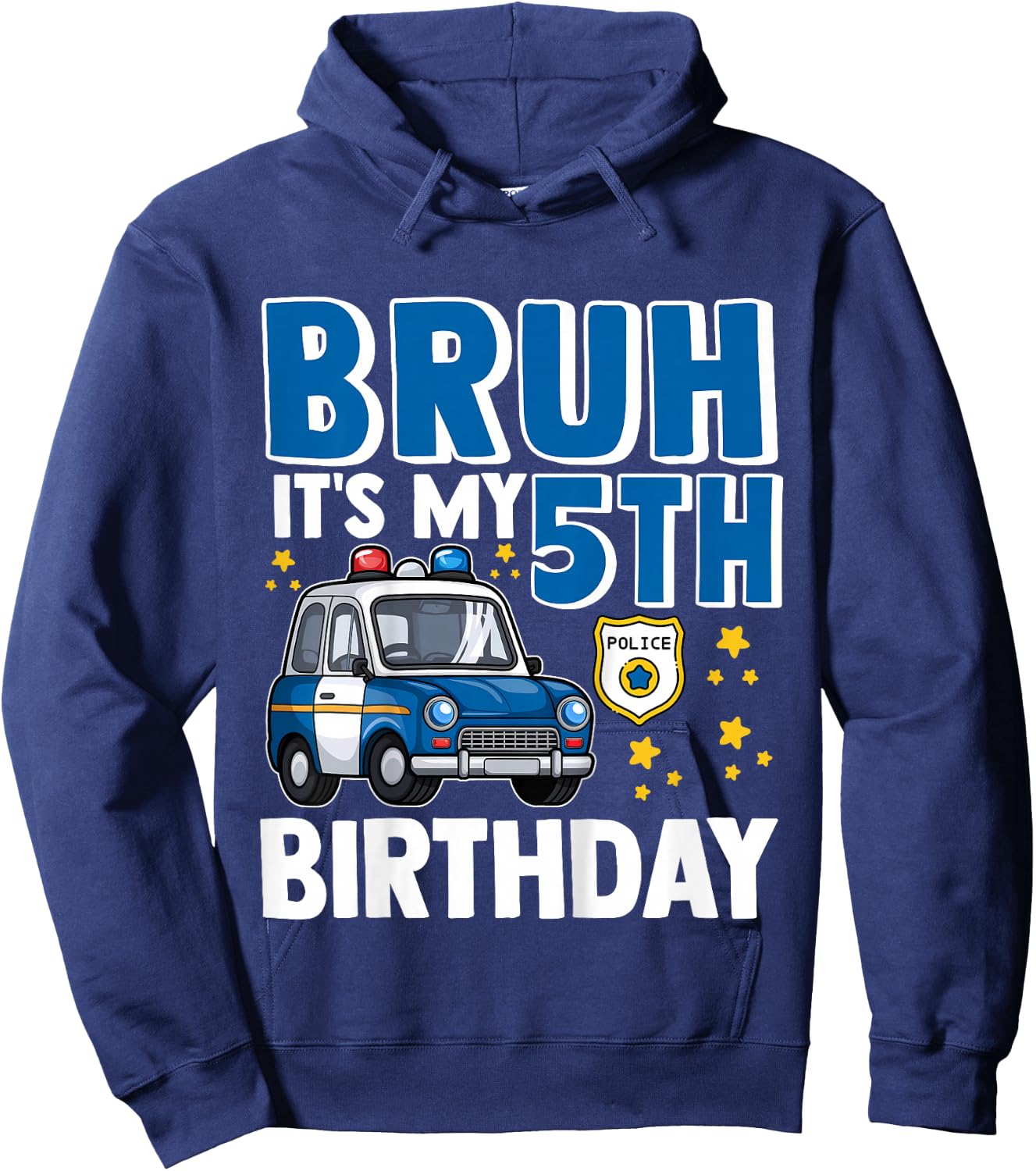Child Five 5th Police Car Birthday Boy Police 5 Years Hoodie - Hoodie | Navy