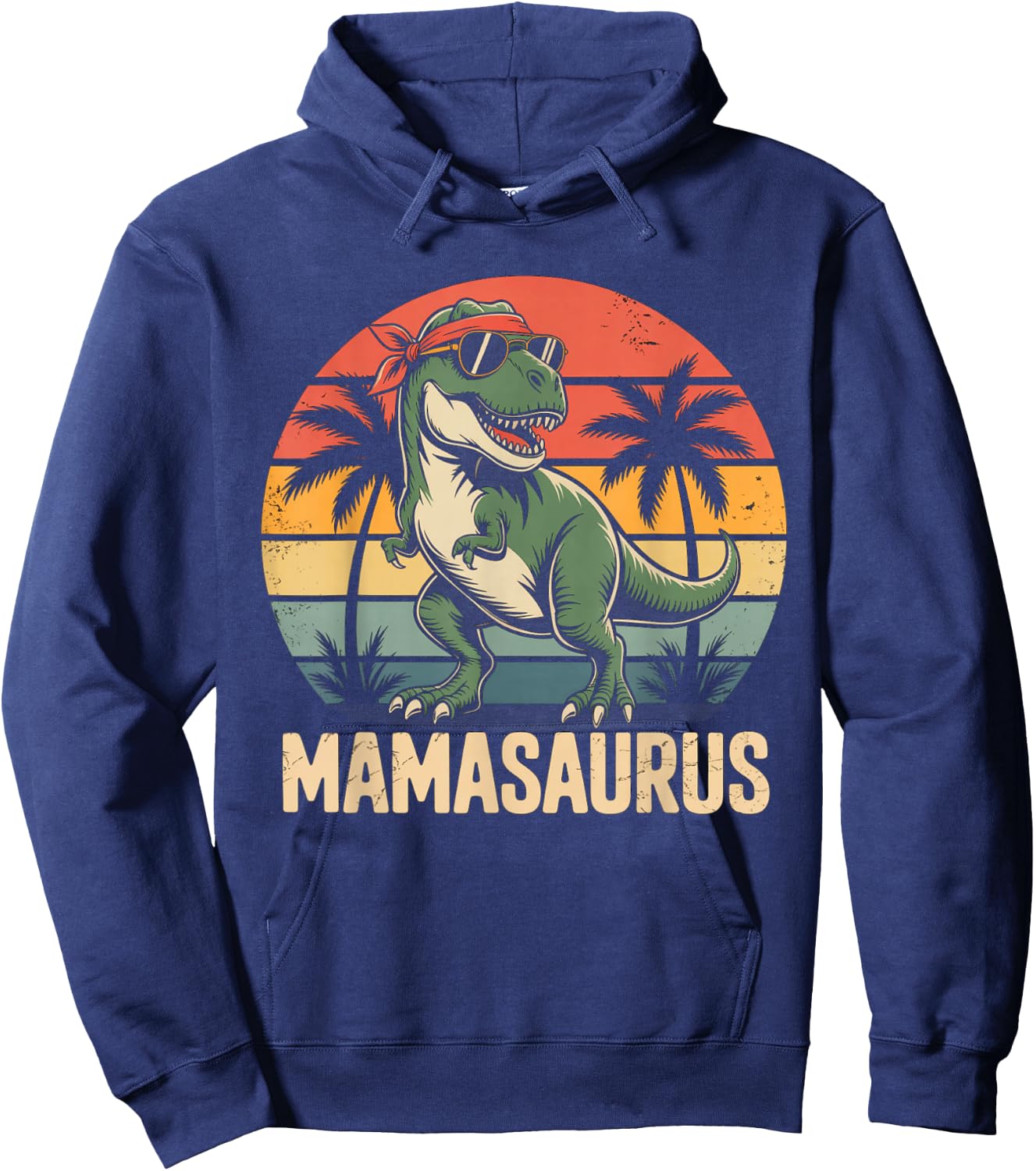 Mamasaurus T Rex Retro Dinosaur Mom Mothers Day Mama Humor Hoodie - Hoodie | Navy
