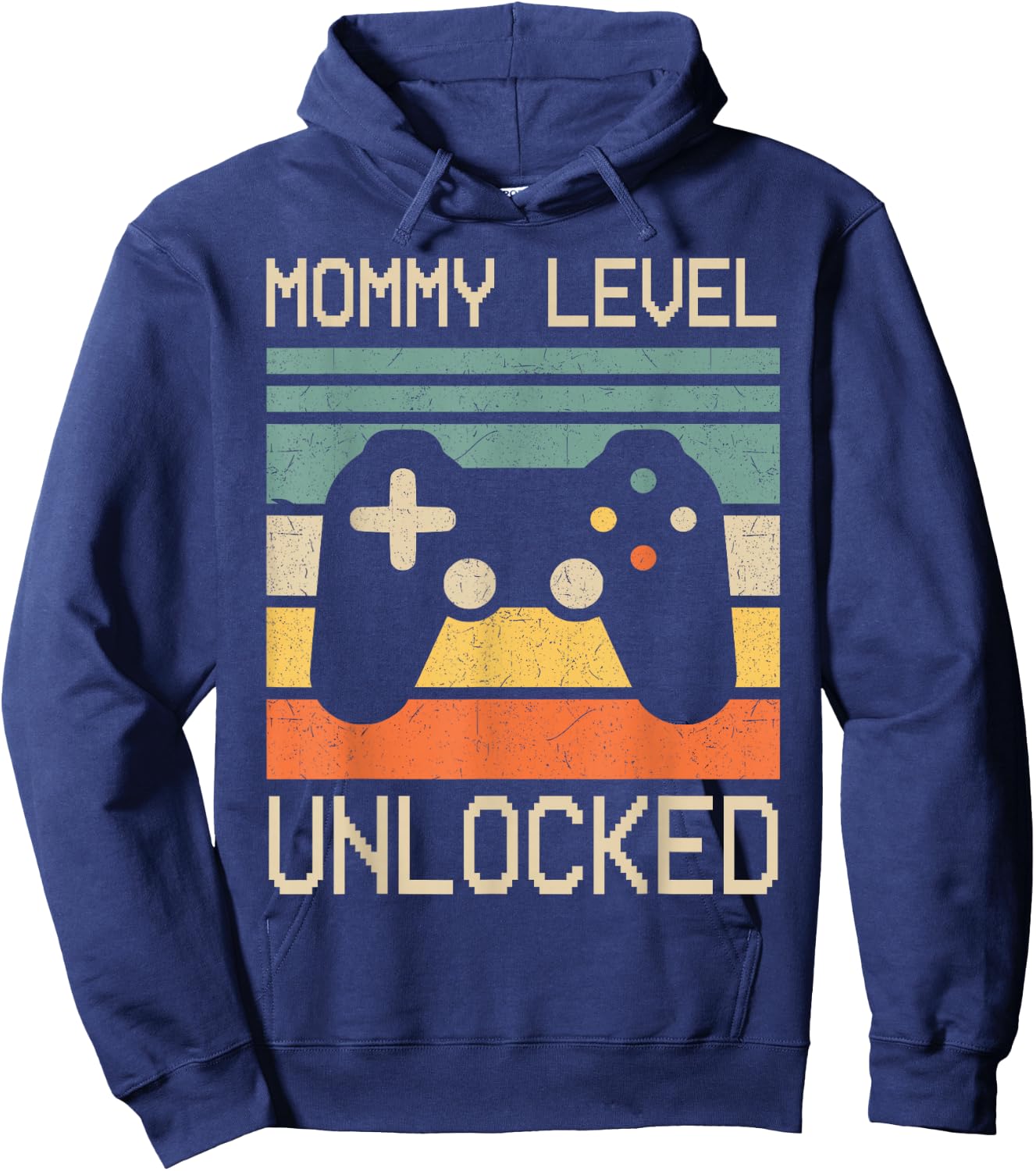 Funny New Mom Level Unlocked Leveled Up To Mommy Gaming Mom Hoodie - Hoodie | Navy