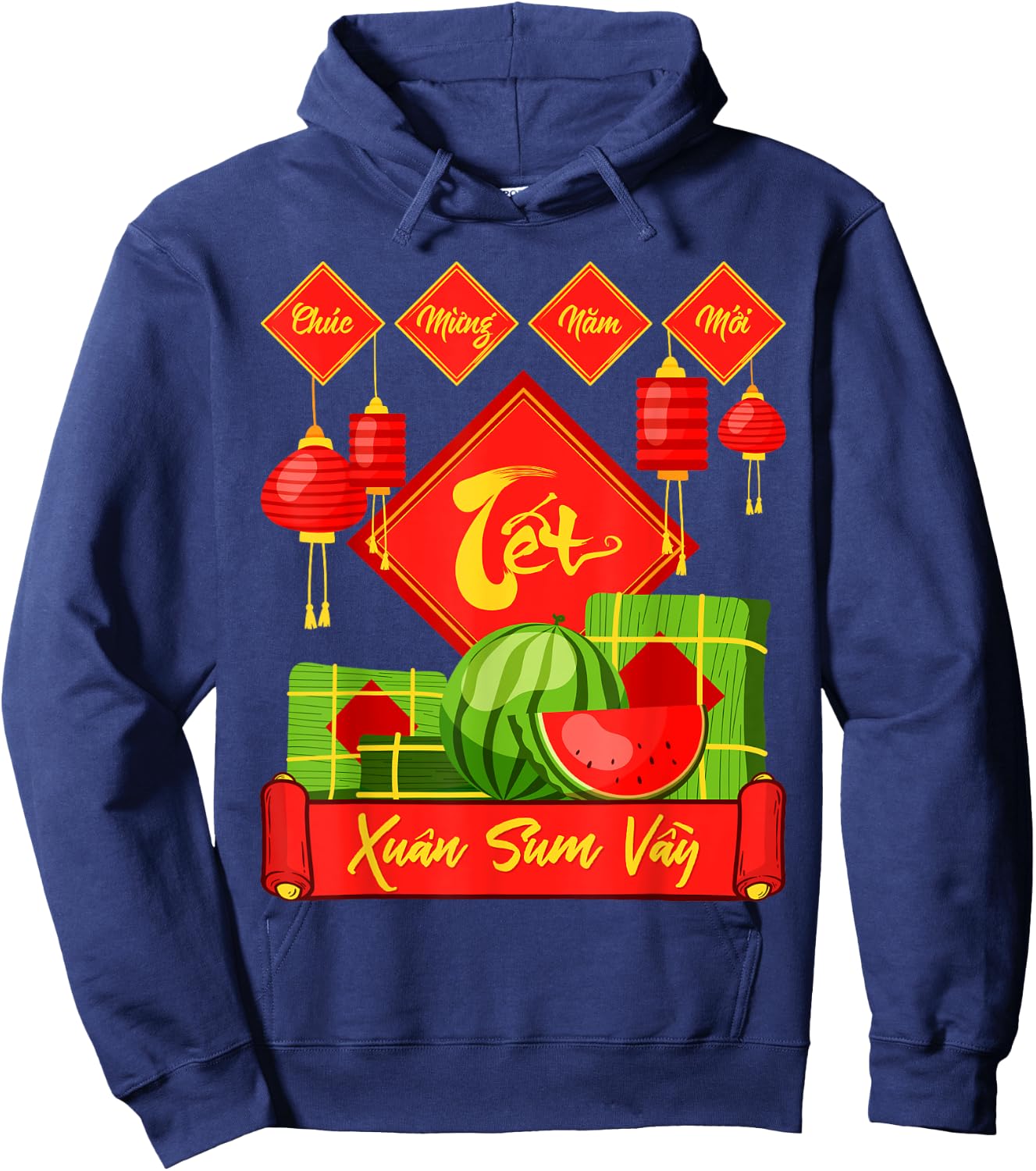 Xuan Sum Vay Vietnam Tet Wish Lunar New Year , Black, S Hoodie - Hoodie | Navy