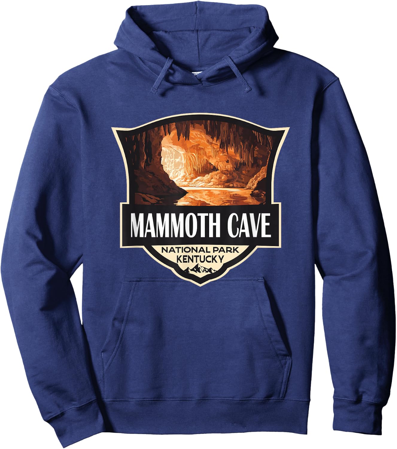 Mammoth Cave National Park Illustration Retro Badge Hoodie - Hoodie | Navy