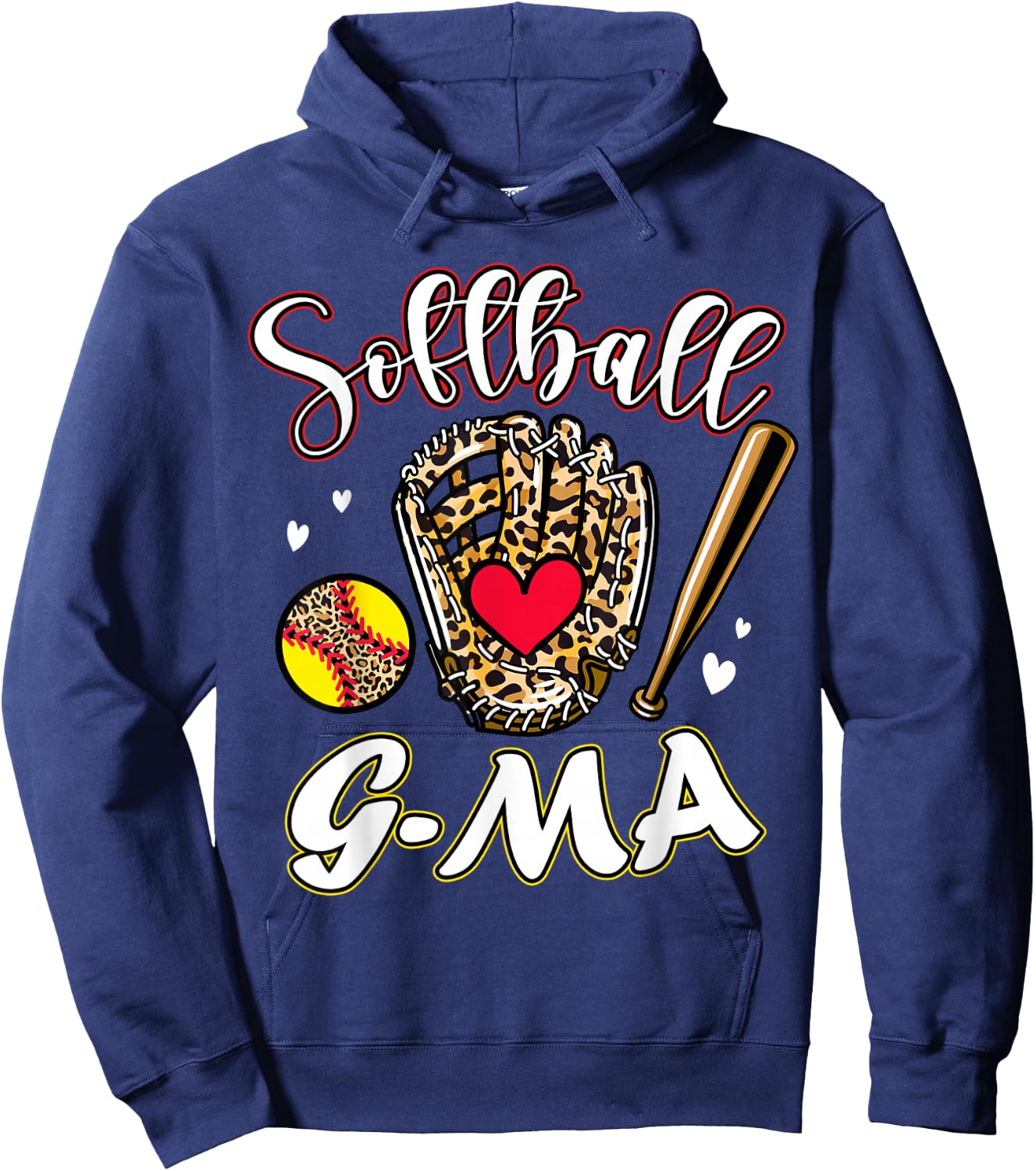 Softball G-Ma Leopard Game Day Softball Cute Matching Family Hoodie - Hoodie | Navy