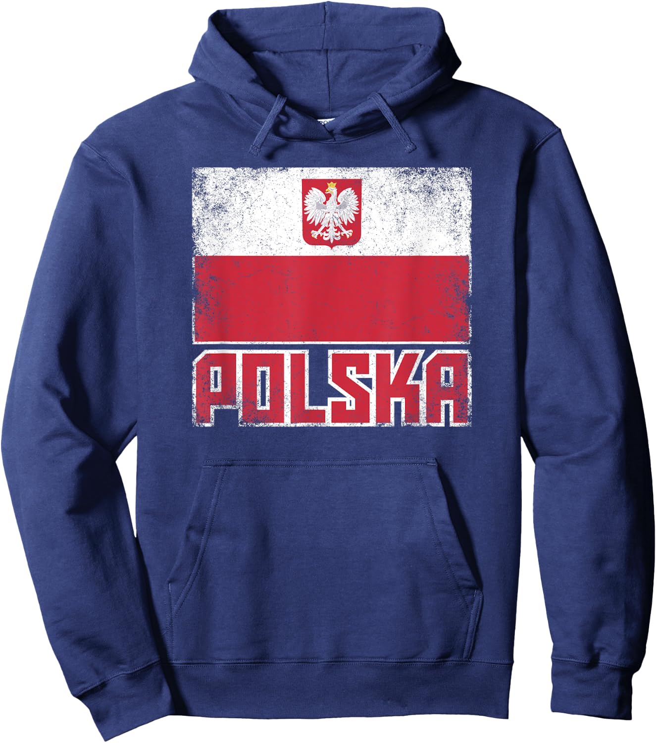 Polska Poland Flag Vintage Retro Country Polish Pride Hoodie - Hoodie | Navy