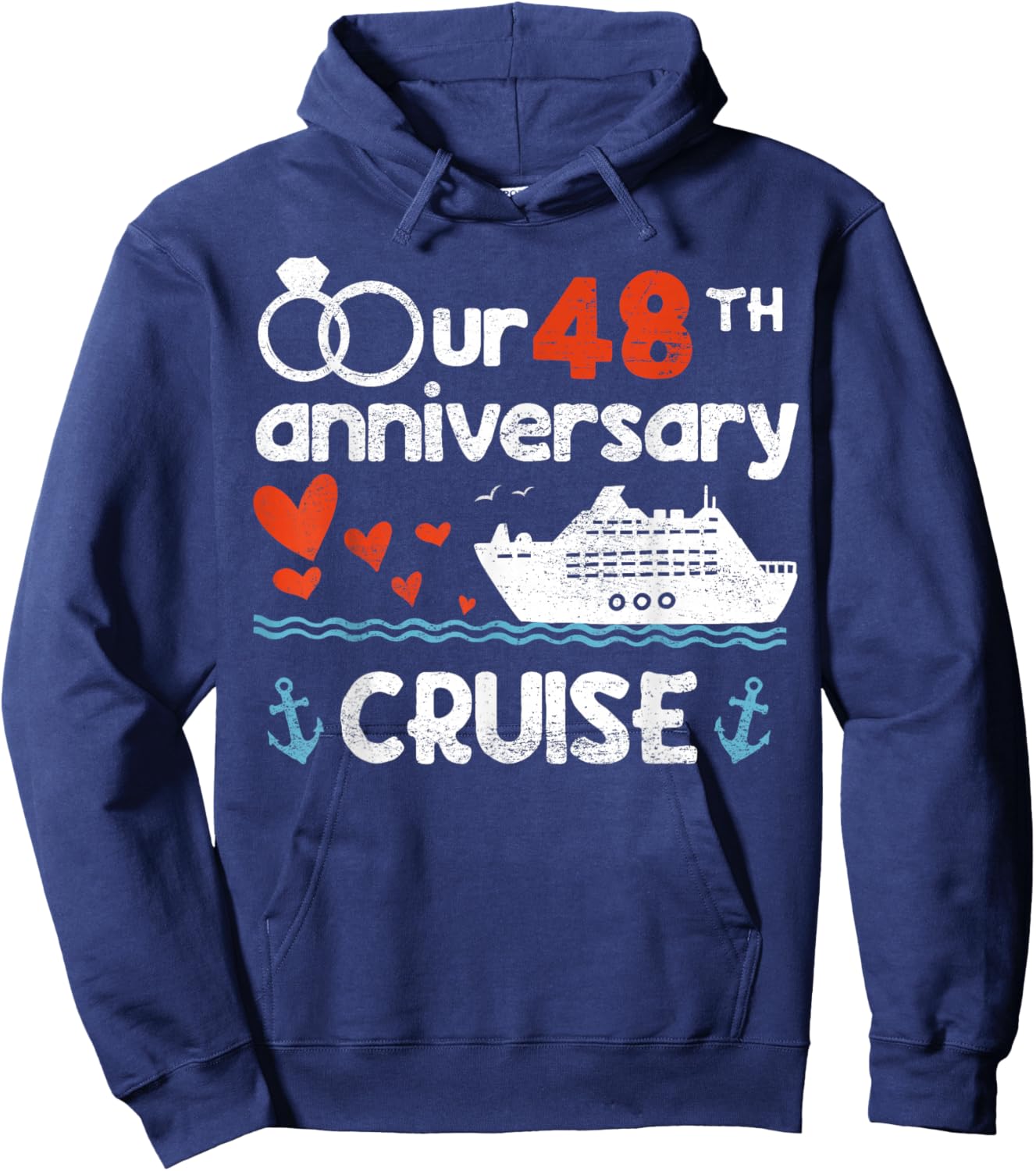 Our 48th Wedding Anniversary Cruise 48 Years Anniversary Hoodie - Hoodie | Navy