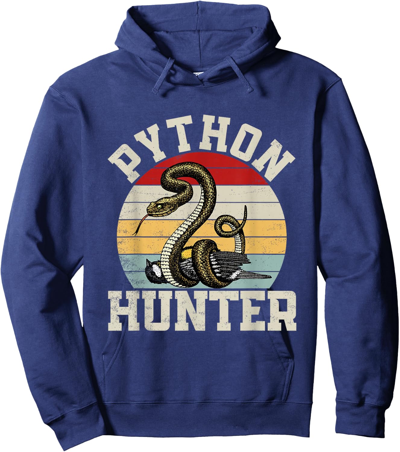 Python Hunter Florida Snake Vintage Retro Sunset Hoodie - Hoodie | Navy