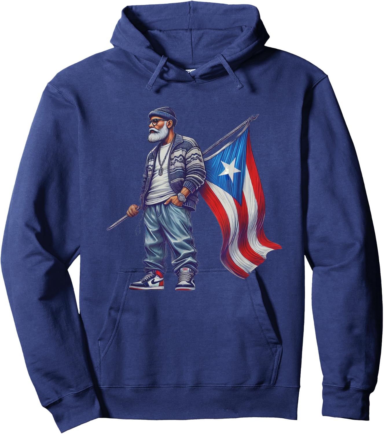 Abuelo Boricua Grandpa Puerto Rican Flag Fathers Day Style Hoodie - Hoodie | Navy