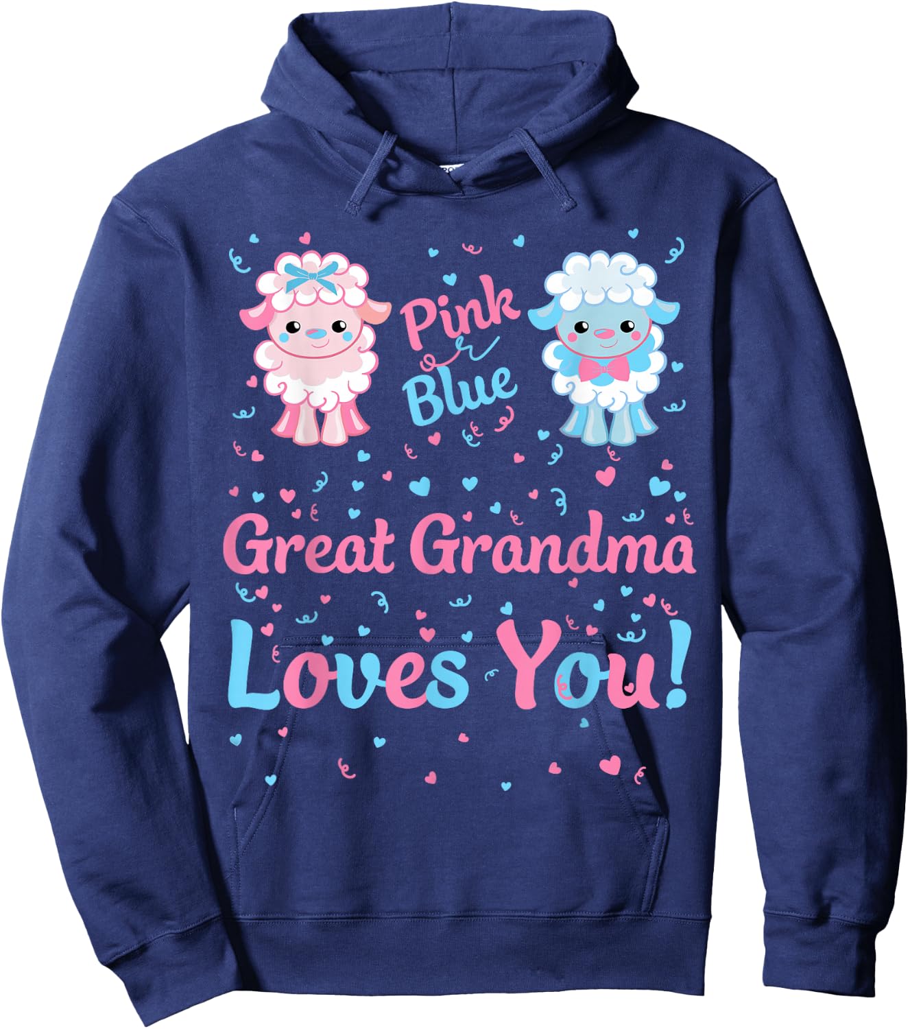 Great Grandma Gender Reveal Pink or Blue Sheep for Family Hoodie - Hoodie | Navy