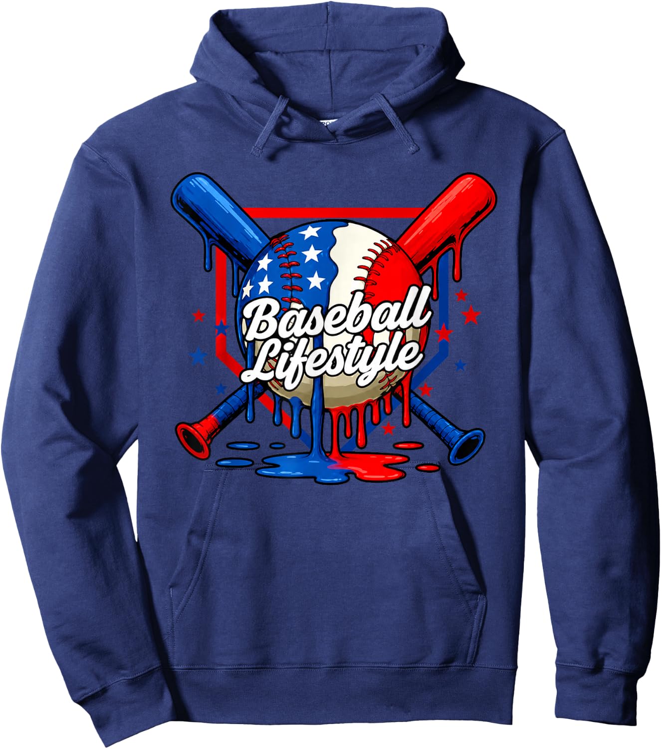 Baseball Drip Lifestyle USA US Flag Patriotic Boys Youth Kid Hoodie - Hoodie | Navy