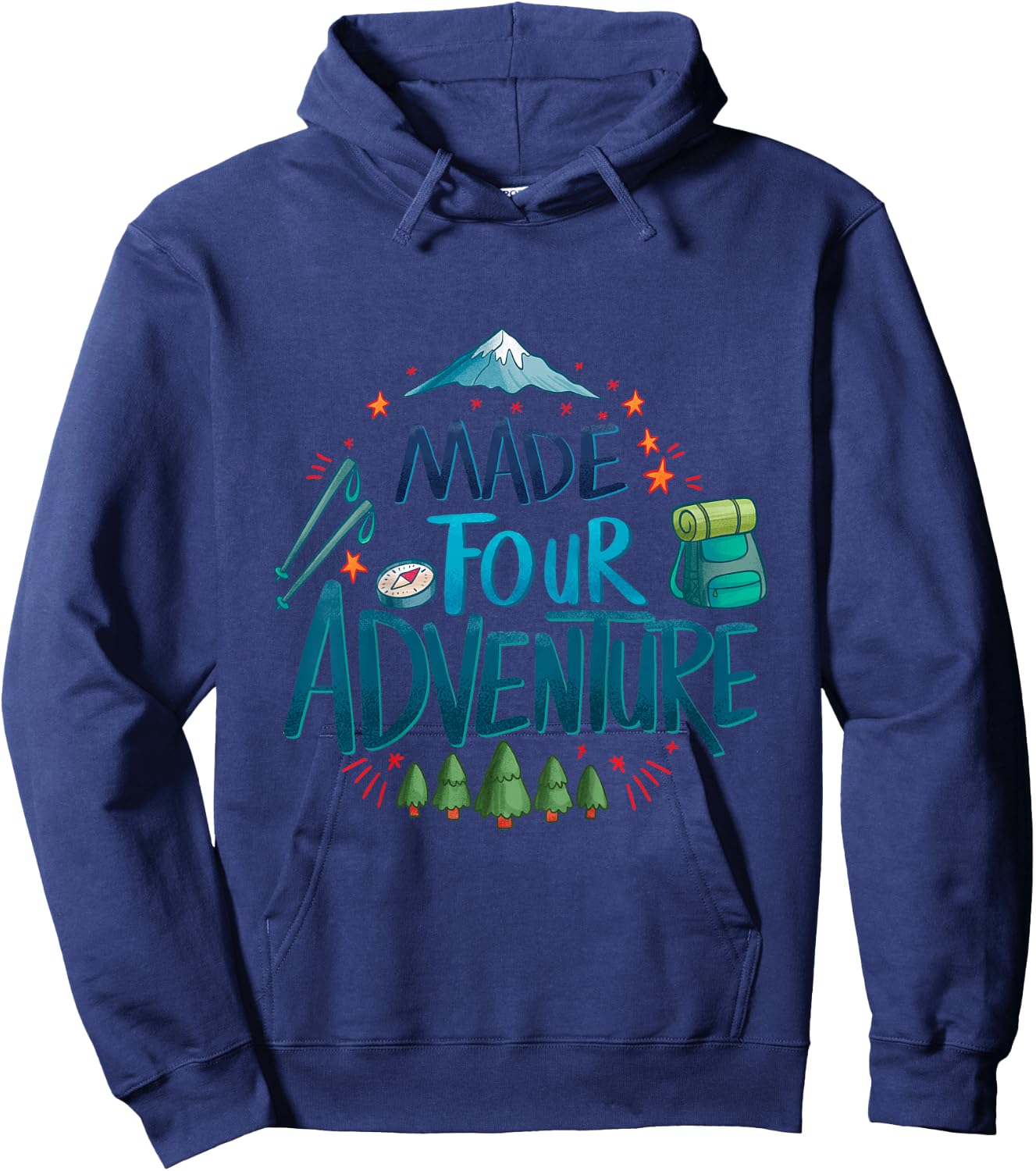 Made four adventure 4th Birthday Party camping kids 4 Hoodie - Hoodie | Navy