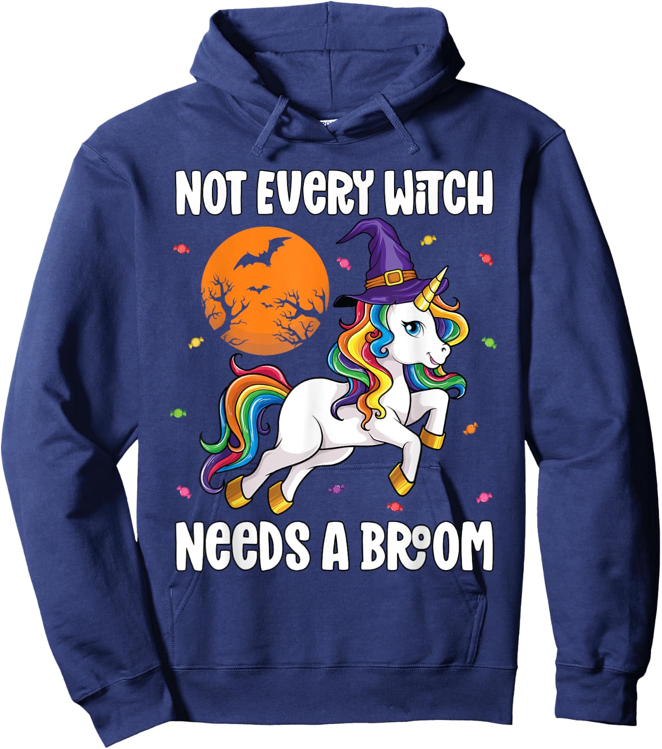 Halloween Unicorn Shirt Girls Women Witchy Unicorn Halloween Hoodie - Hoodie | Navy