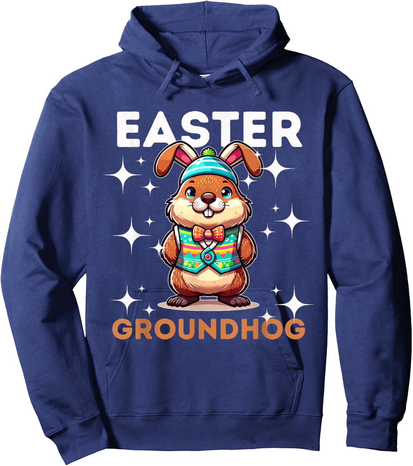Easter Groundhog Day With Bunny Ears Fun Hoodie - Hoodie | Navy