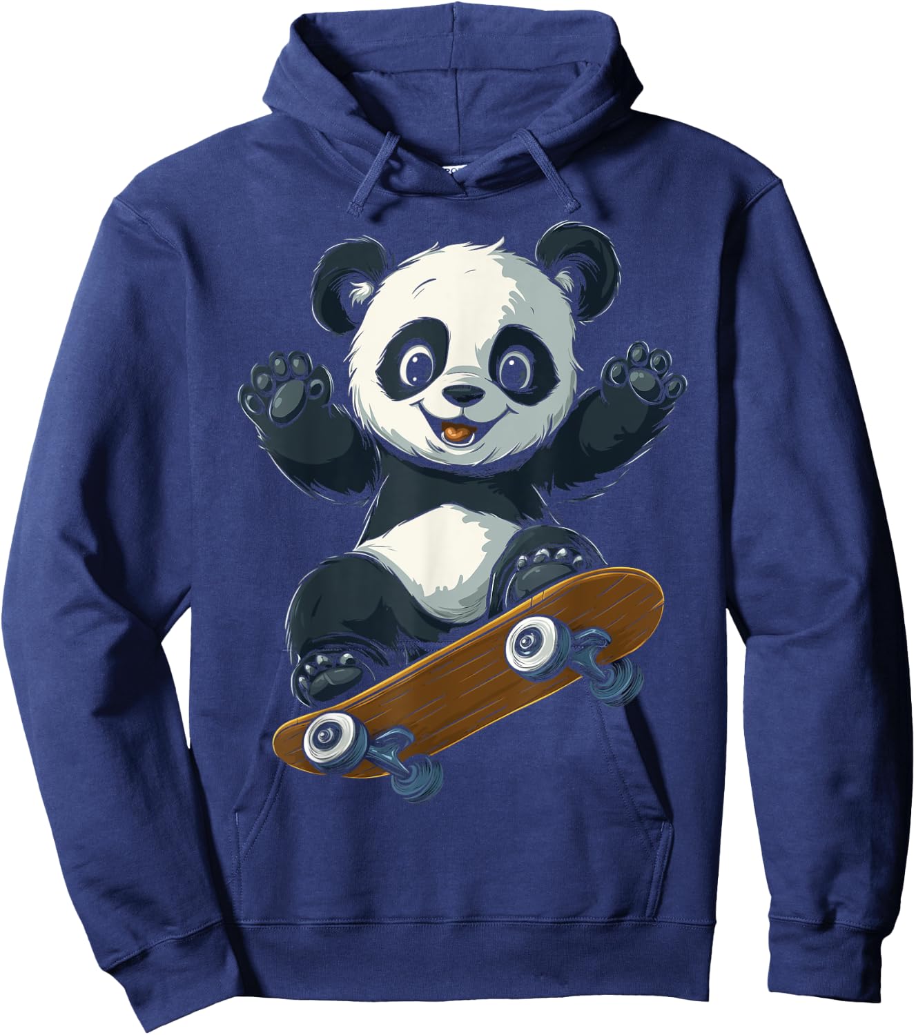 Cute Skateboarding Panda Fun Animal Girl Boy Kids Hoodie - Hoodie | Navy