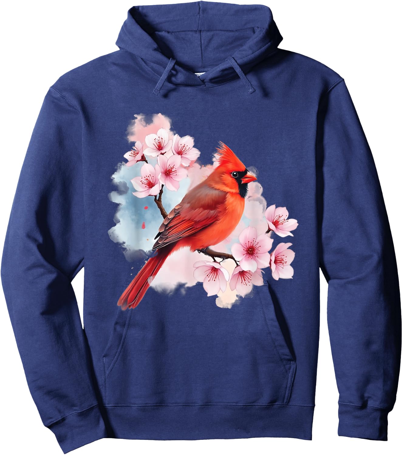 Watercolor Red Cardinal - Birding Bird Watching Bird Watcher Hoodie - Hoodie | Navy