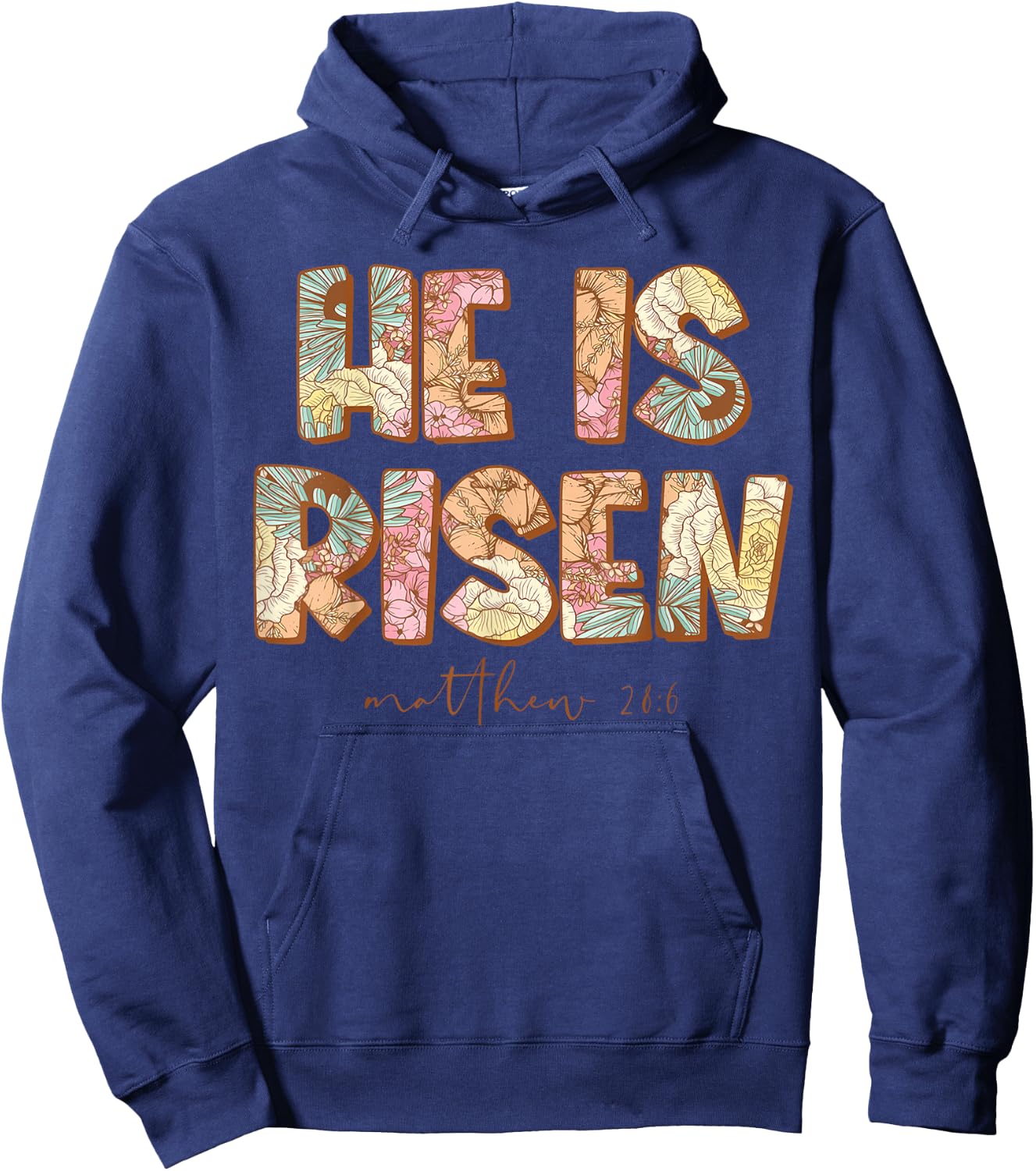 He is Risen Christian Easter Bible Floral Religious Hoodie - Hoodie | Navy