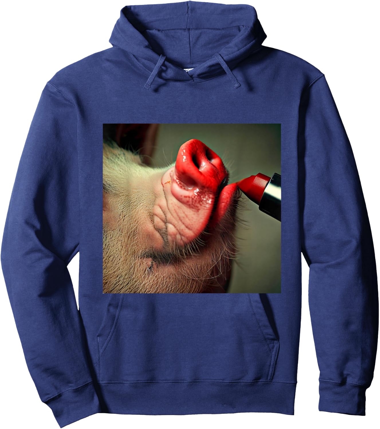 Lipstick on a Pig Slogan Hoodie - Hoodie | Navy