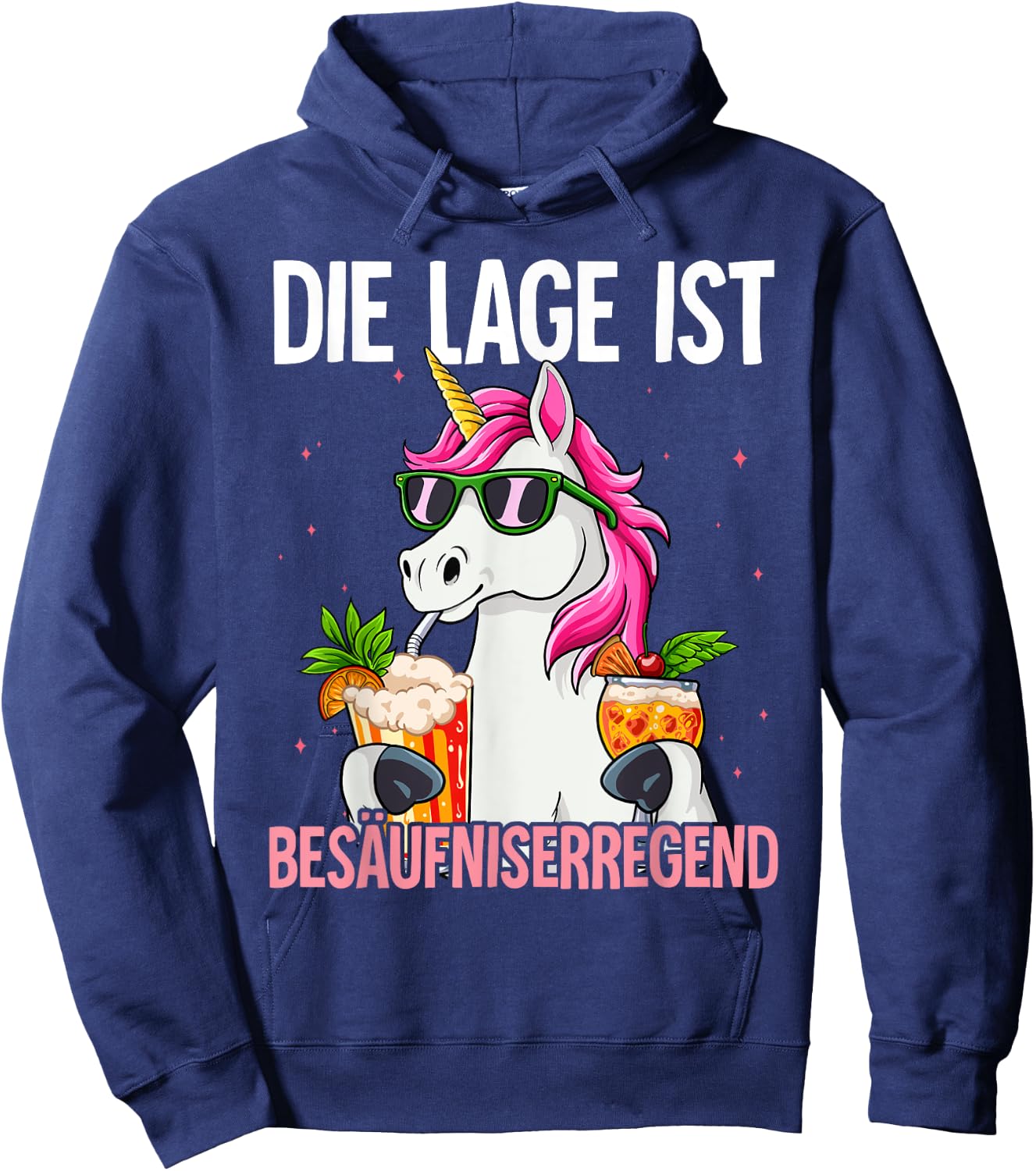 with German Text "Die Lage Ist Besäufniserregend, black Hoodie - Hoodie | Navy