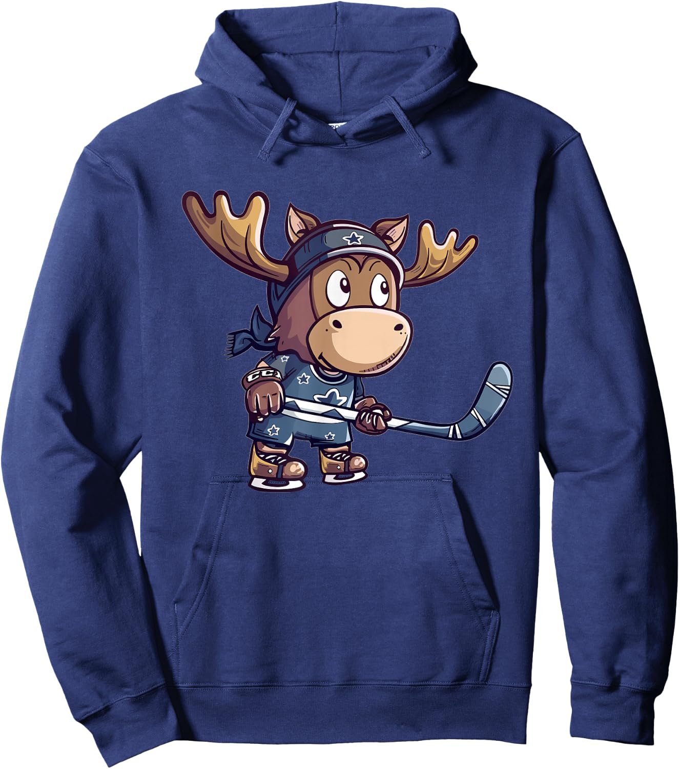 Cute Ice Hockey Moose Hoodie - Hoodie | Navy