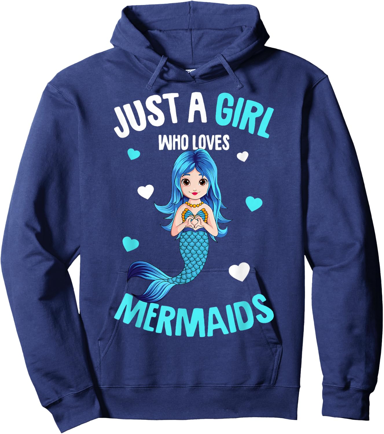 Just a Girl who loves Mermaids Kids Mermaid Hoodie - Hoodie | Navy