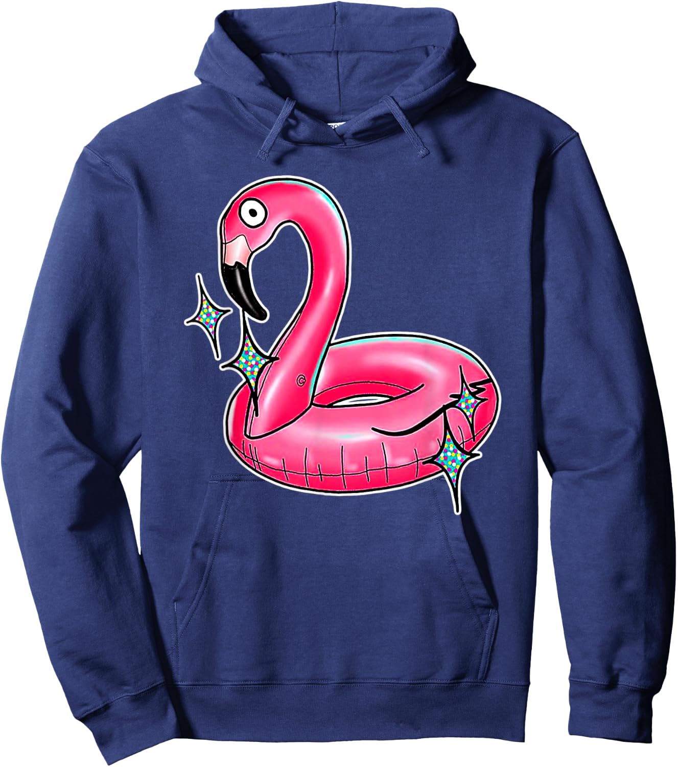 Flamingo Pool Float Pink Toy Hoodie - Hoodie | Navy