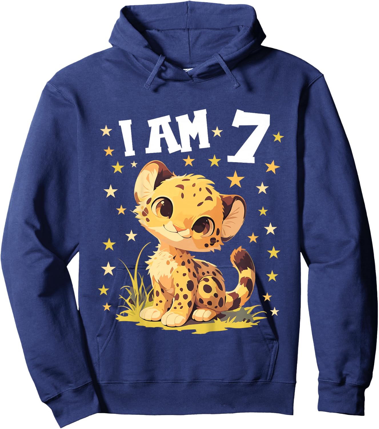 7 Years old 7 birthday Cheetahs Boy Girl Cheetah Hoodie - Hoodie | Navy
