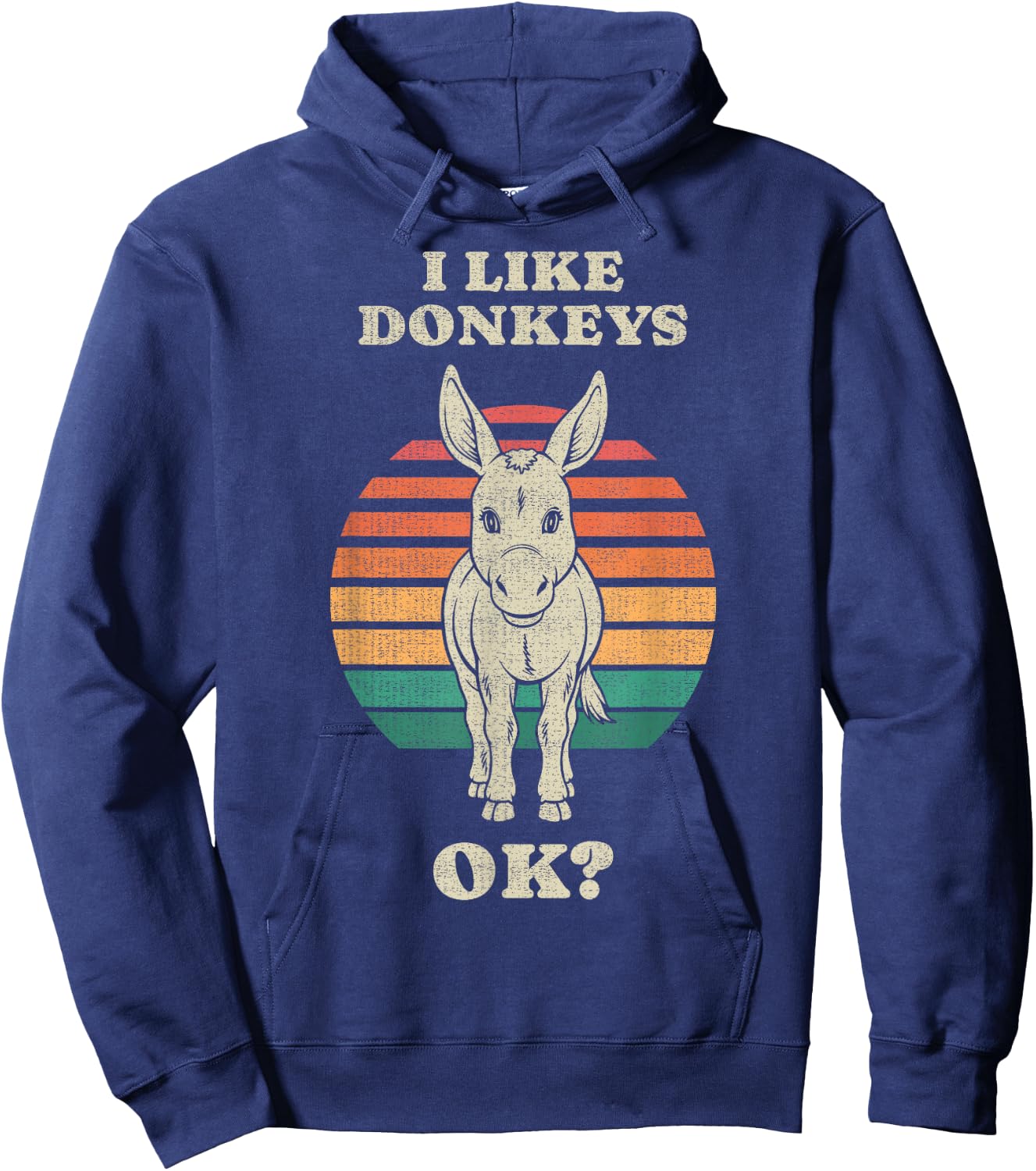 Funny Donkey Lover Animal Retro 70s Hoodie - Hoodie | Navy
