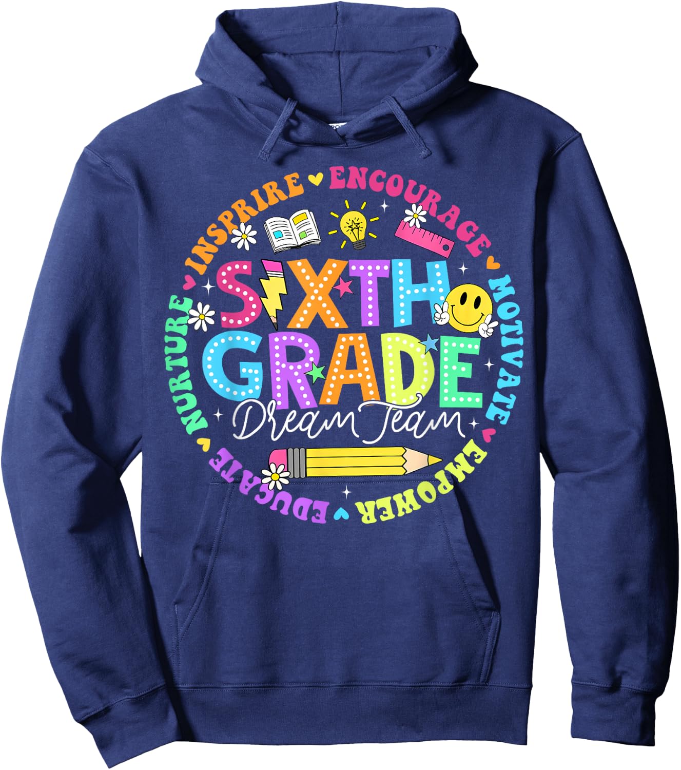 Back to School Sixth Grade Dream Team Teacher Kids Hoodie - Hoodie | Navy
