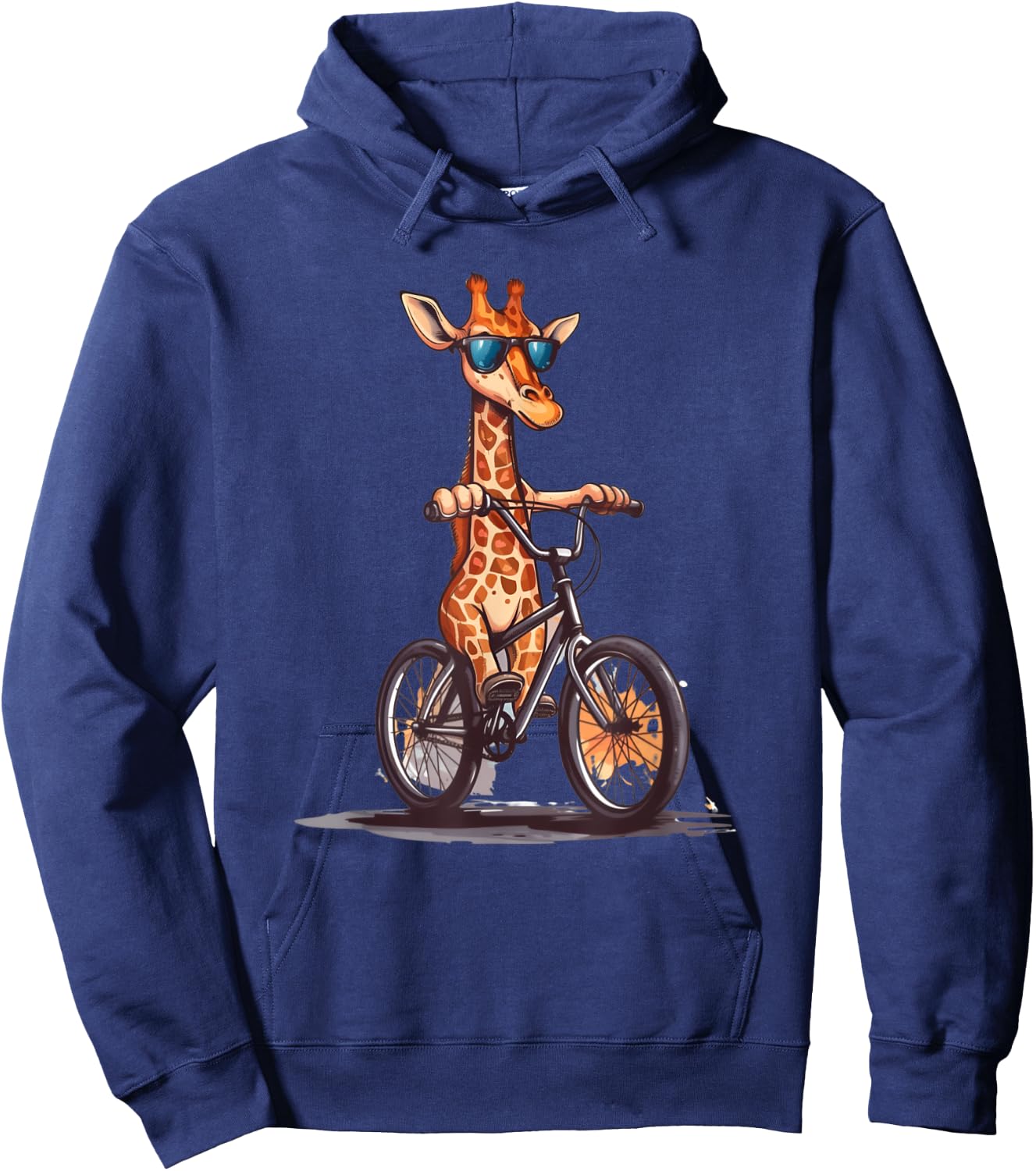 Giraffe Riding A Bike I Funny Giraffe Cyclist Safari Hoodie - Hoodie | Navy