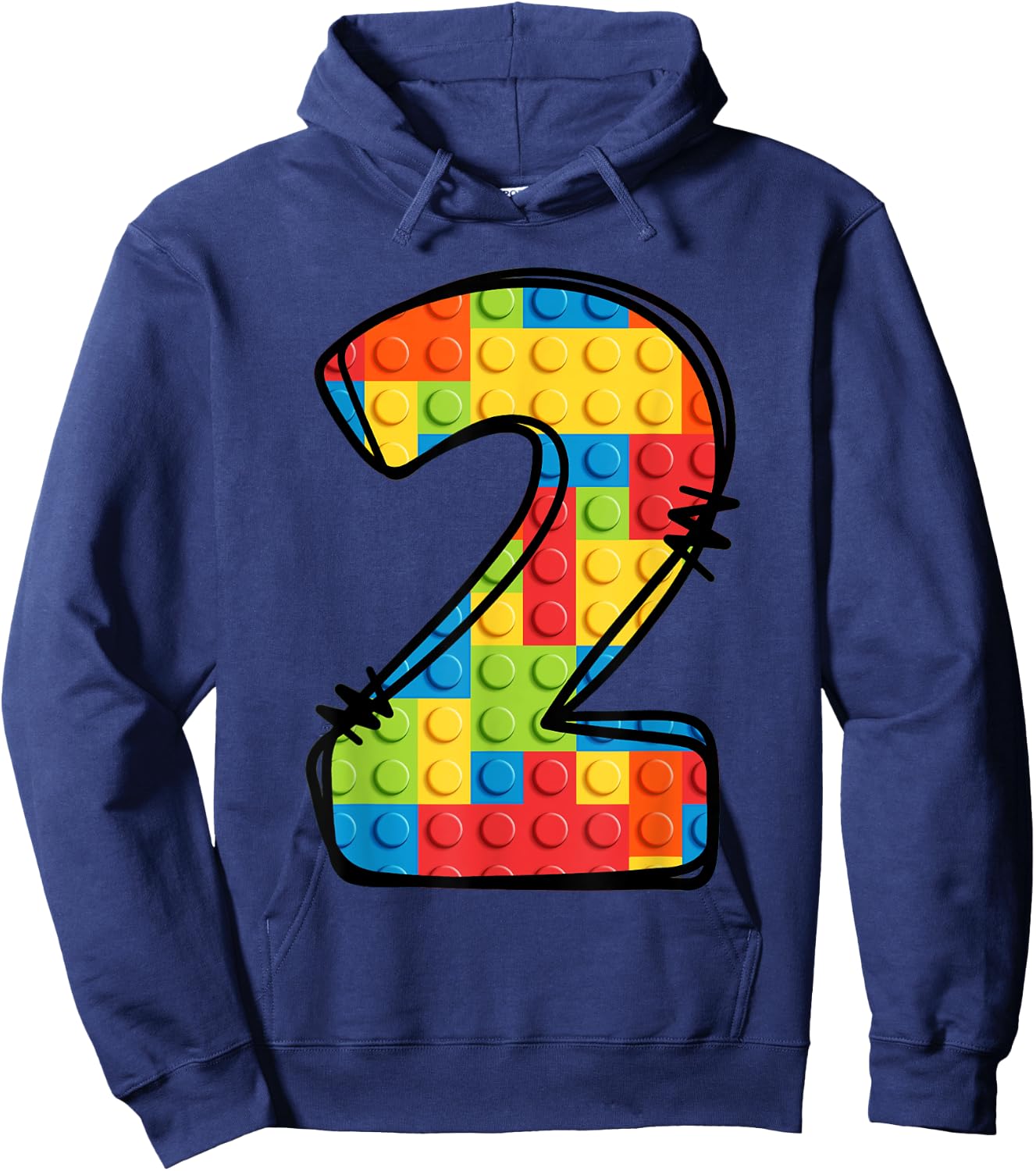 2 Year Old Blocks Building Master Builder 2nd Birthday Hoodie - Hoodie | Navy