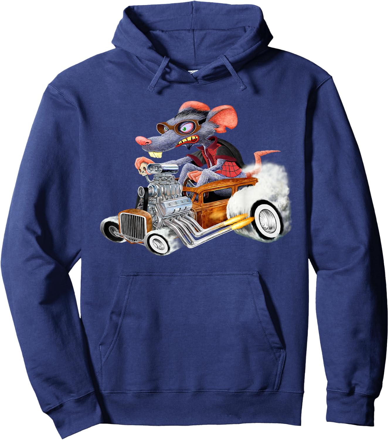 Rat Rod Drag Racing Old School Cars Rat on top Hot Rod Gift Hoodie - Hoodie | Navy