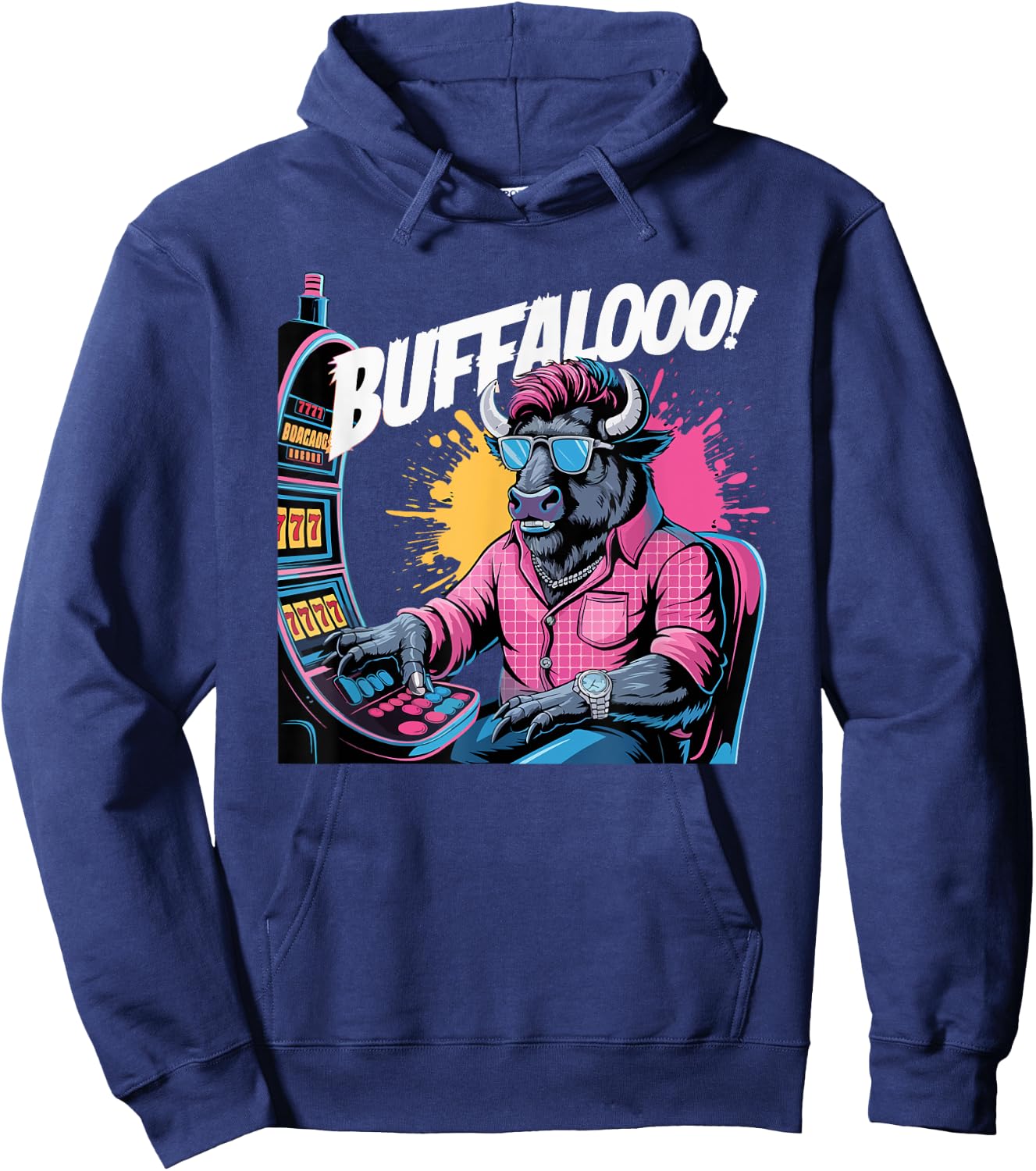 Buffalo Slot Machine Funny Casino Lovers Art Hoodie - Hoodie | Navy