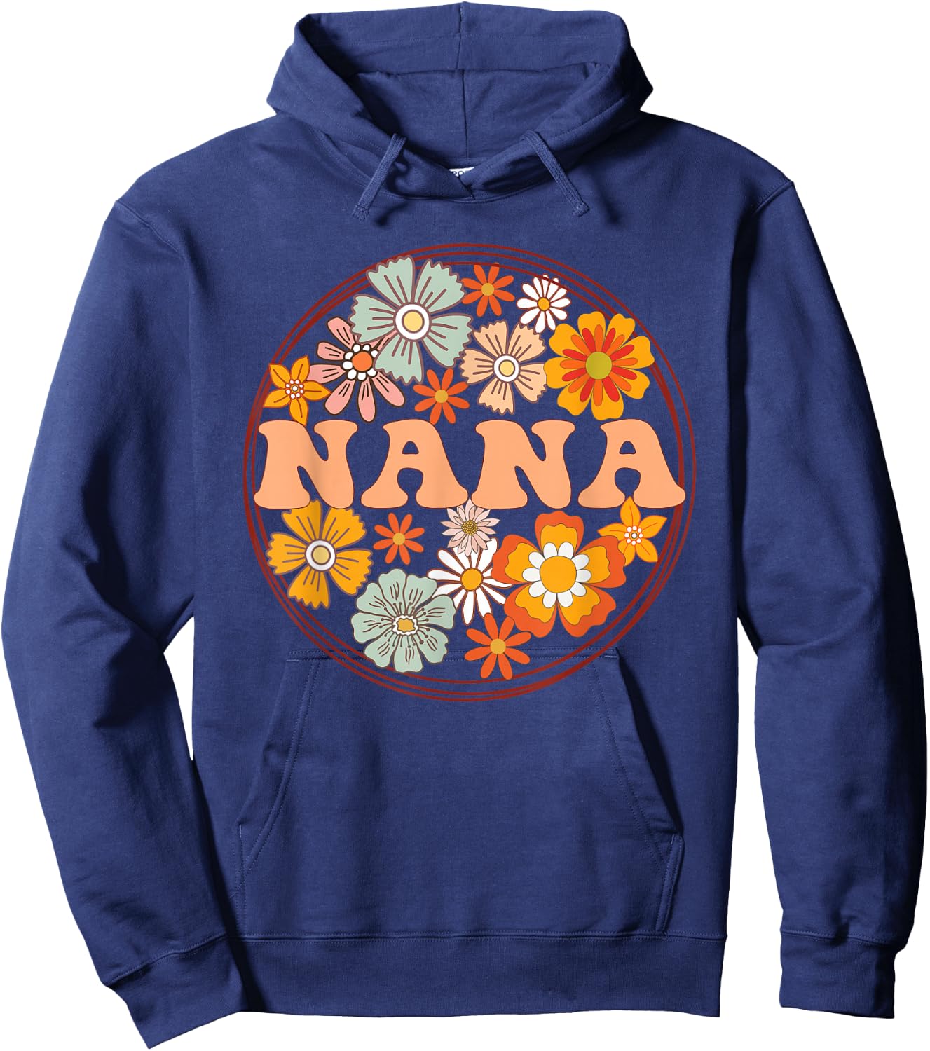Groovy Nana Retro Flowers Women Mother's Day Grandma Hoodie - Hoodie | Navy