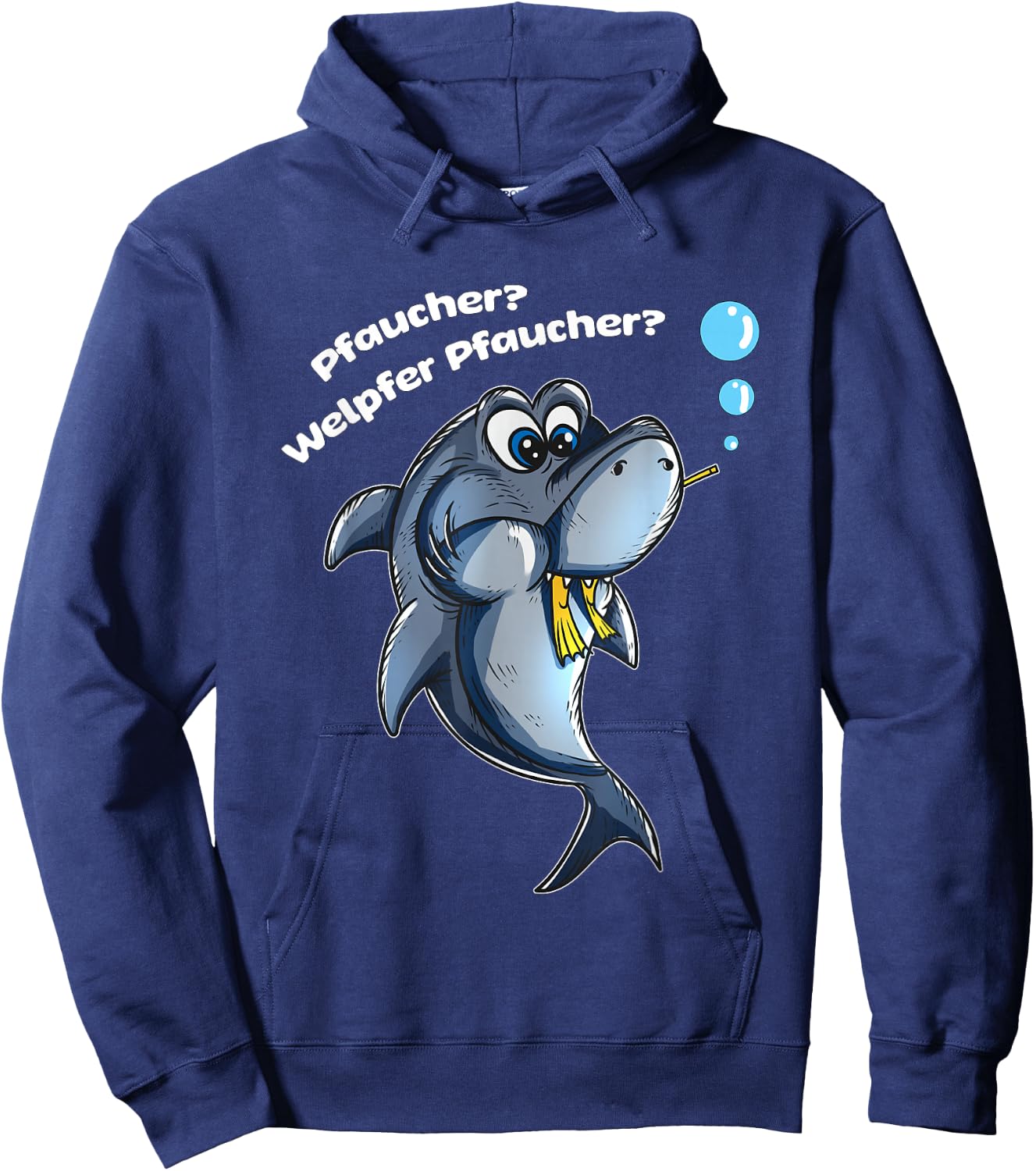 Funny Cute Shark Eating Diver Puppy , black Hoodie - Hoodie | Navy