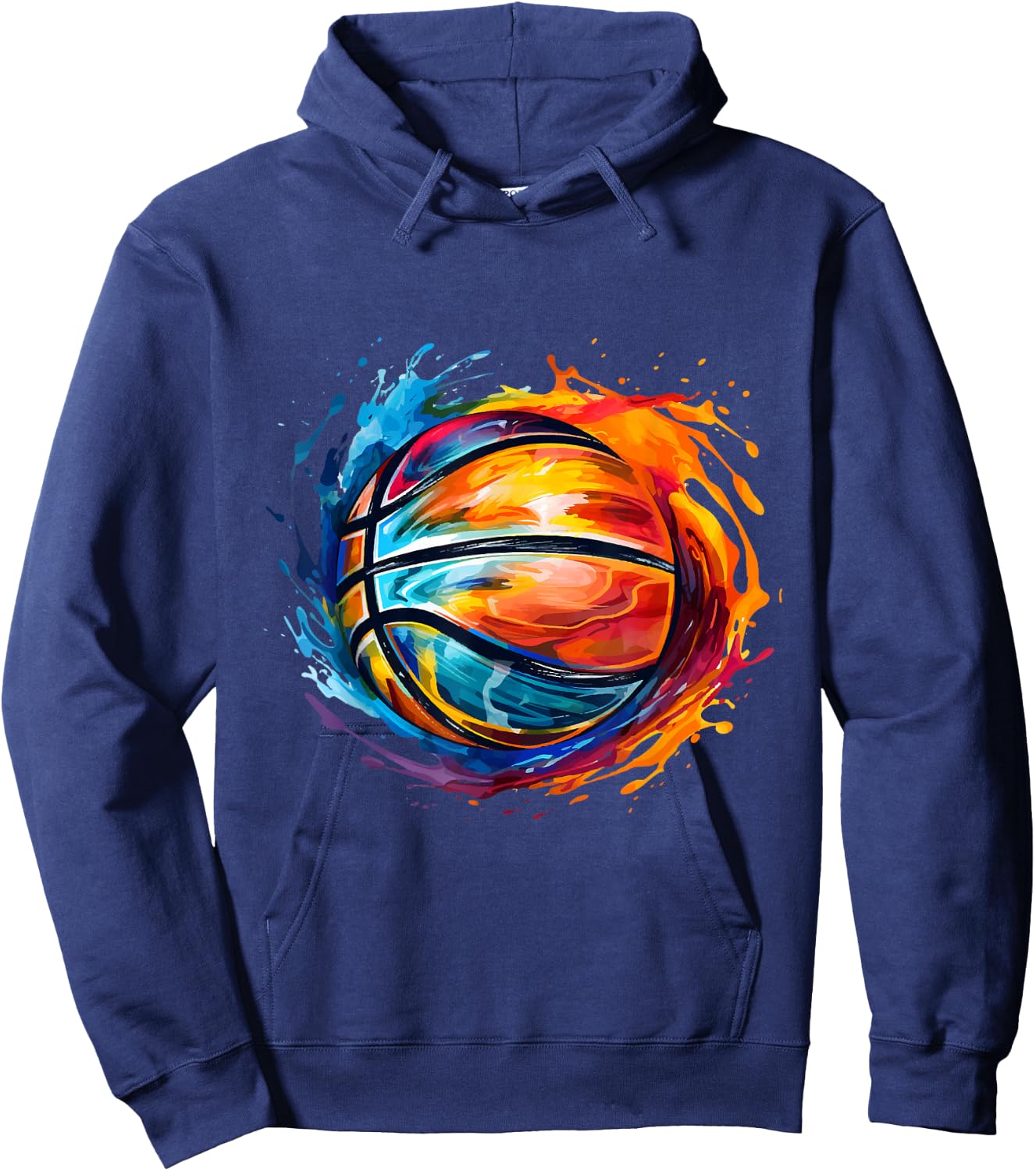 Basketball Ball in Beautiful Colourful Colours Basketball , black Hoodie - Hoodie | Navy