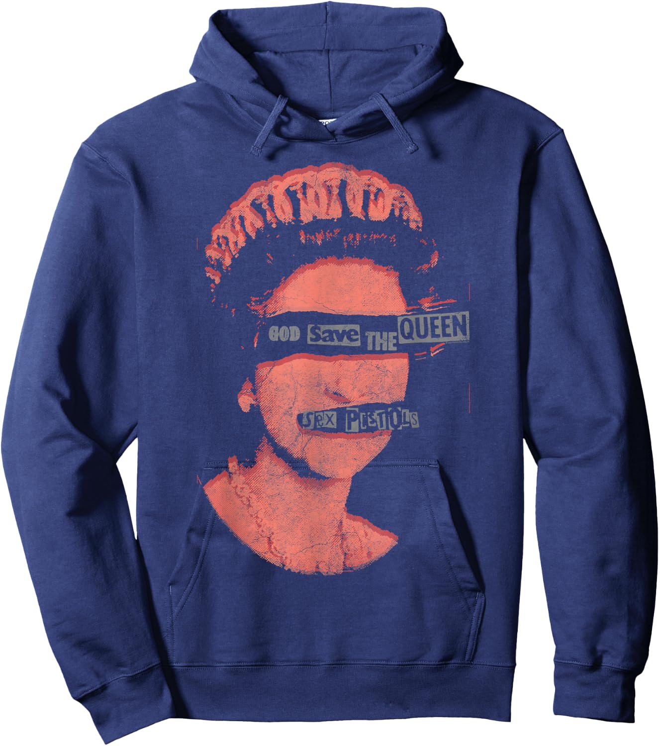 Sex Pistols Official God Save The Queen Red Stamp Hoodie - Hoodie | Navy