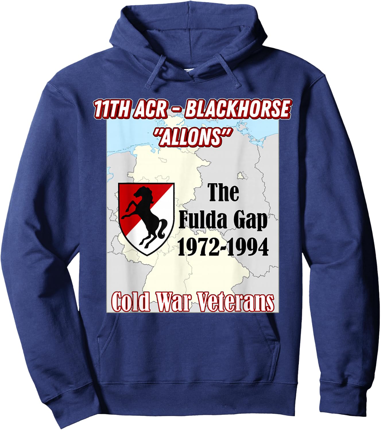 11th ACR - Army Fulda Gap vets design on front Hoodie - Hoodie | Navy