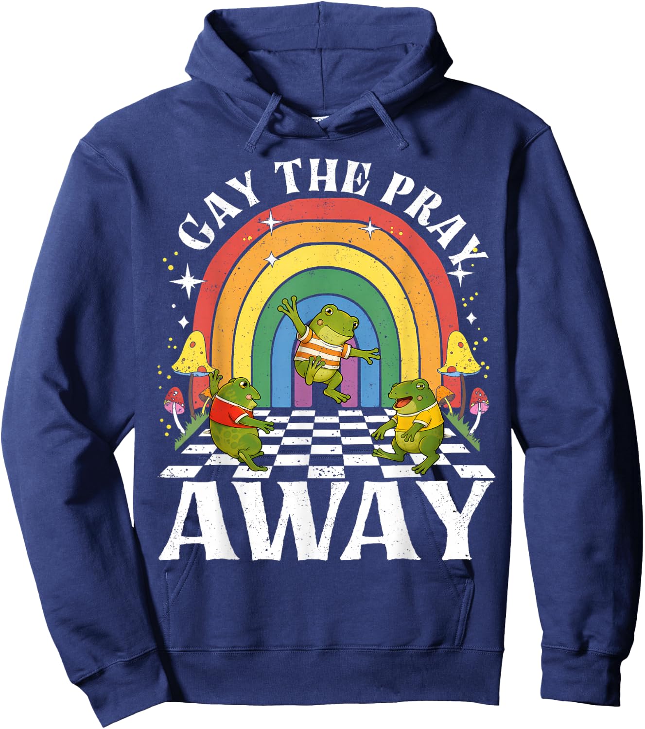 Gay The Pray Away Rainbow Frogs LGBT Pride LGBTQ Hoodie - Hoodie | Navy