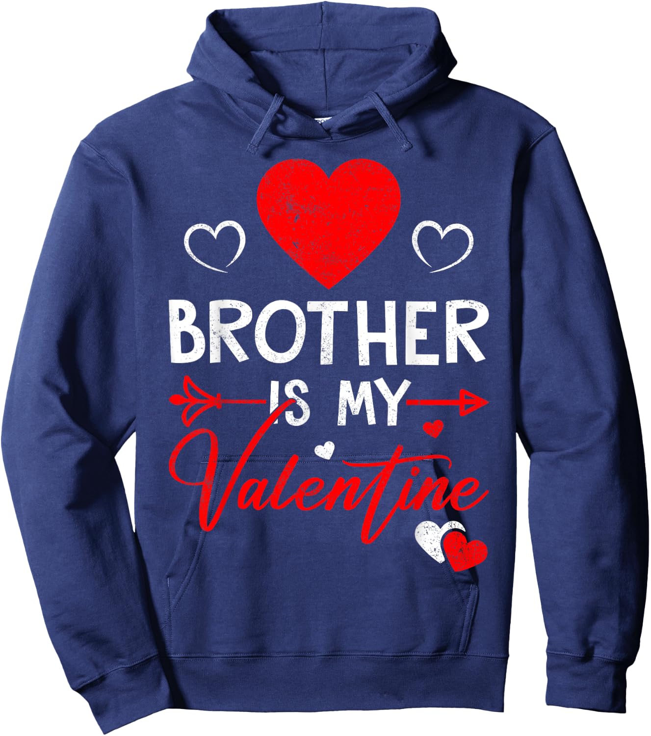 Family Matching Love Heart Brother Is My Valentine Hoodie - Hoodie | Navy