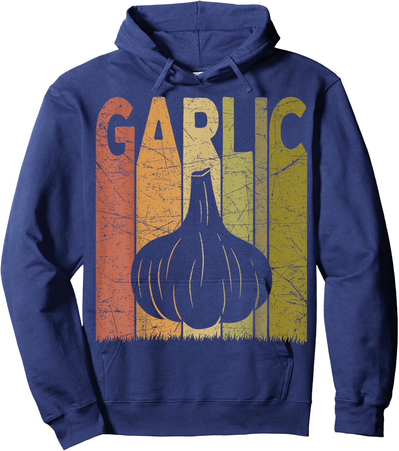 Garlic Vintage Garlic Farmer Retro Vegetables Farmer Hoodie - Hoodie | Navy