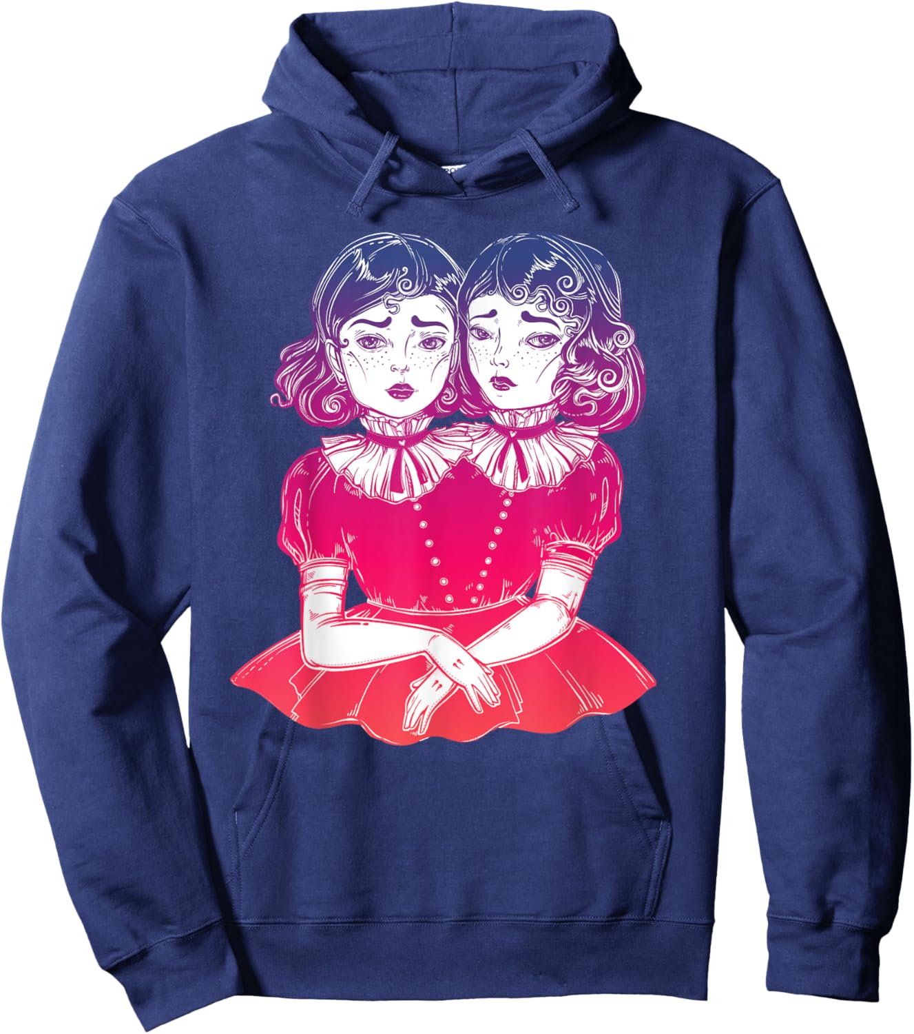 Victorian Siamese Twins - Vintage Boho Circus Hoodie - Hoodie | Navy