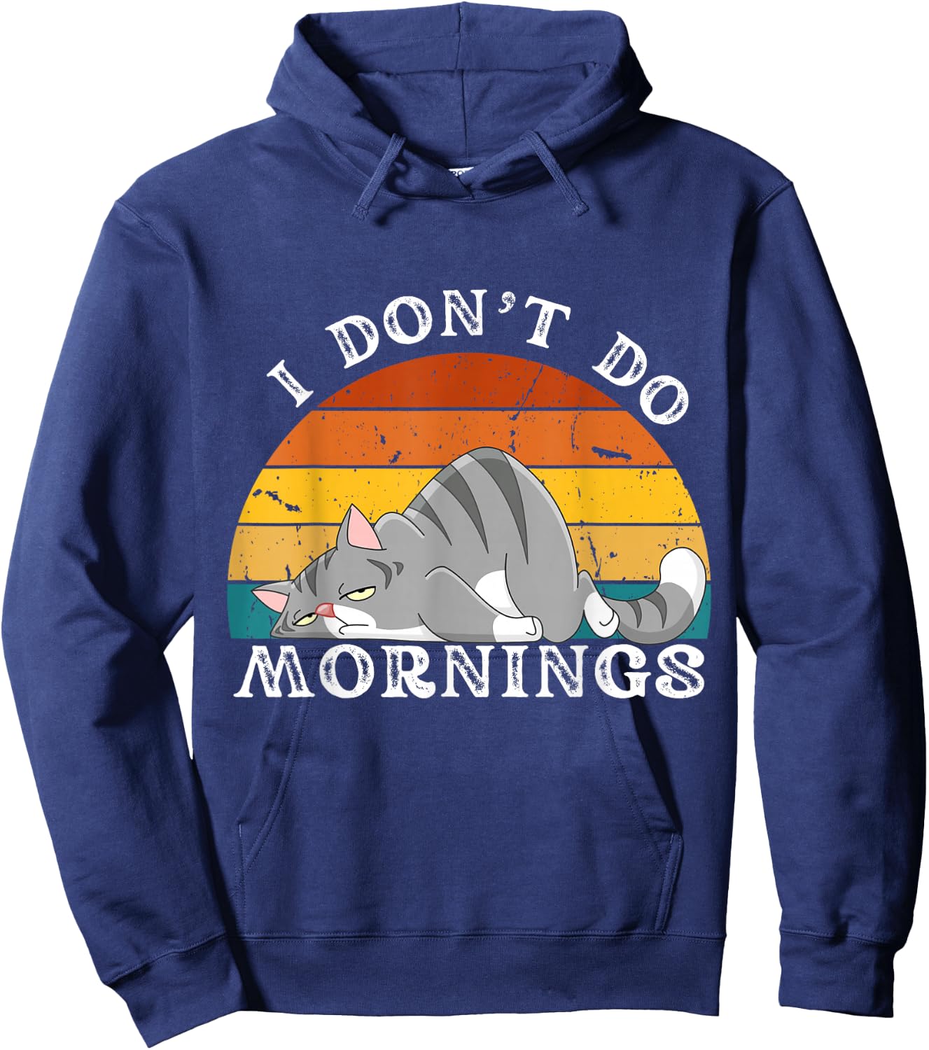 Funny Sleep Cat T Shirt I Don't Do Morning Men Women Gift Hoodie - Hoodie | Navy