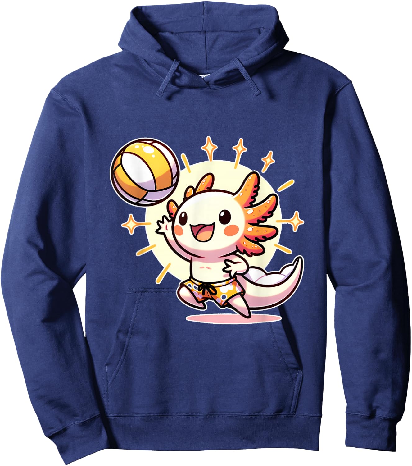 Cute Axolotl Meets Beach Volleyball Sports Enthusiast Hoodie - Hoodie | Navy