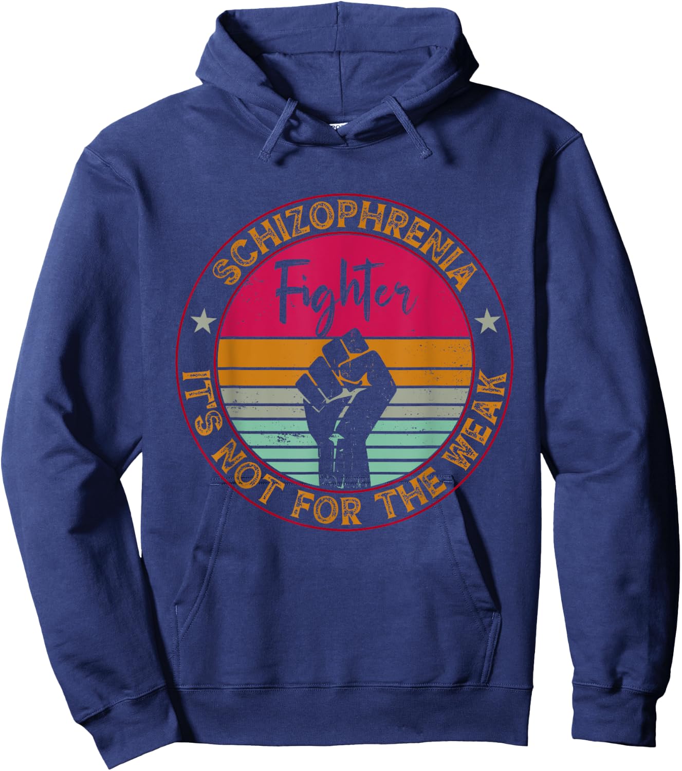 Vintage Schizophrenia Awareness Novelty Retro Schizophrenia Awareness , Adults, Teens, Retro Enthusiasts, Walkers - Black, Small, Short Sleeve, , Classic Fit, Cotton Blend Hoodie - Hoodie | Navy